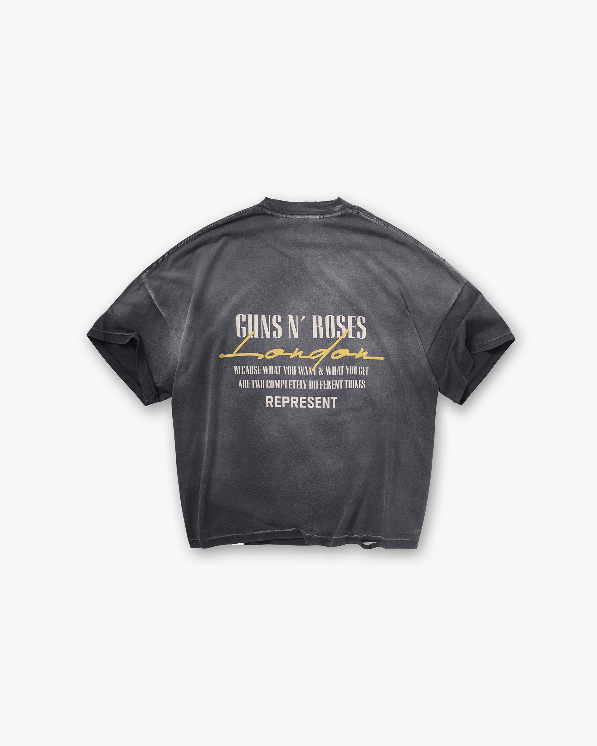 Represent X Guns N' Roses Cross T-Shirt - Stained Black