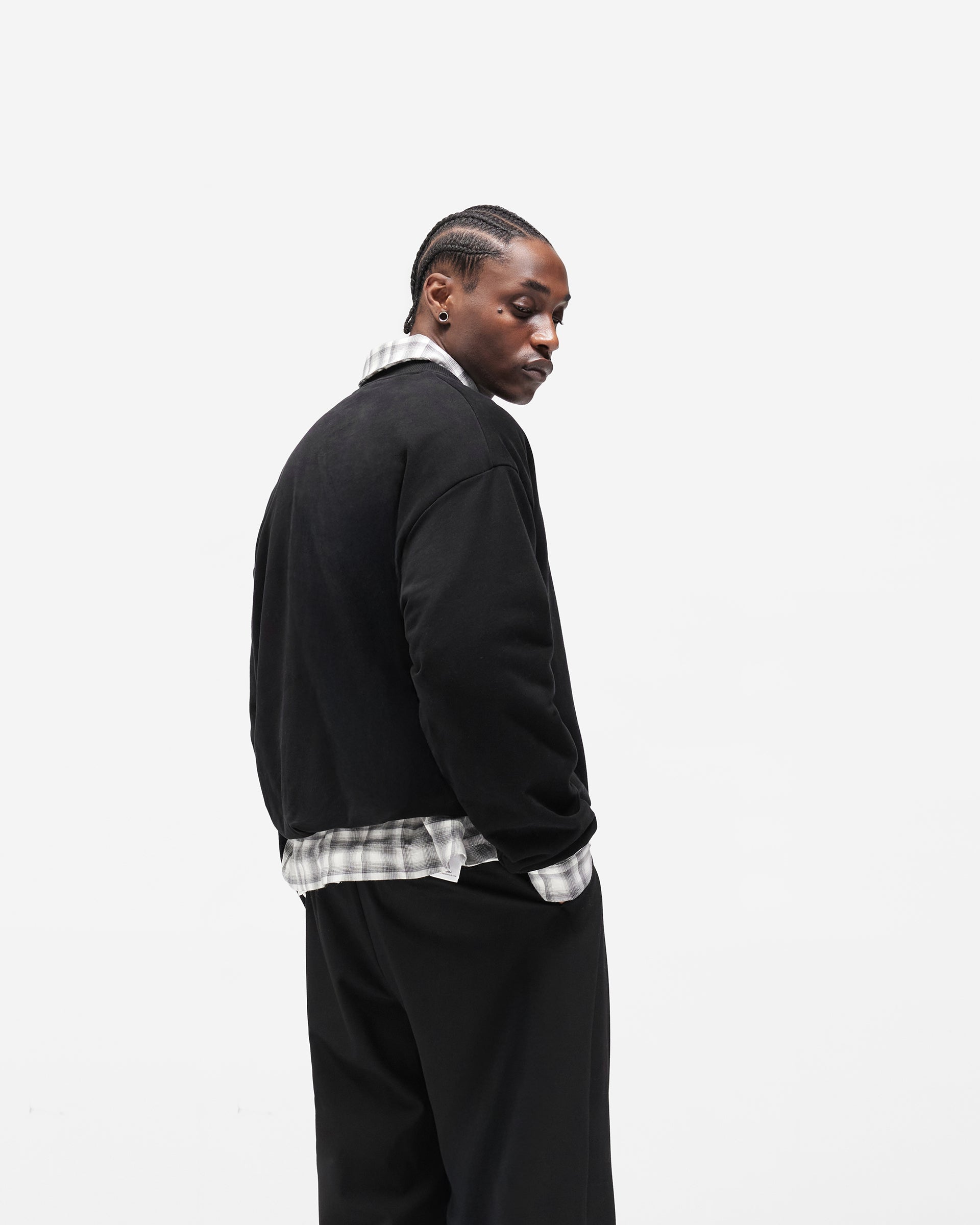 Dual Layer Script Sweater - Jet Black