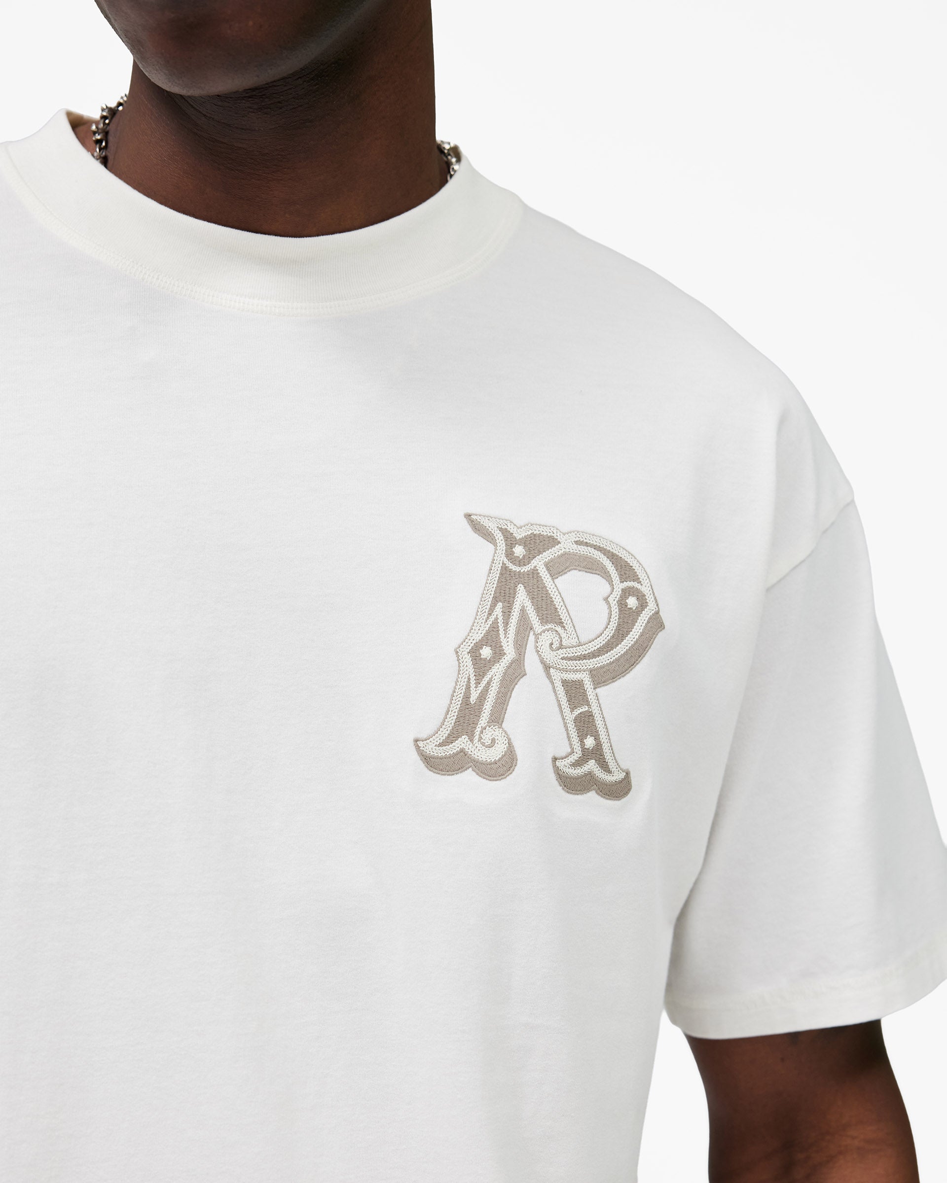 Western Initial T-Shirt - Flat White
