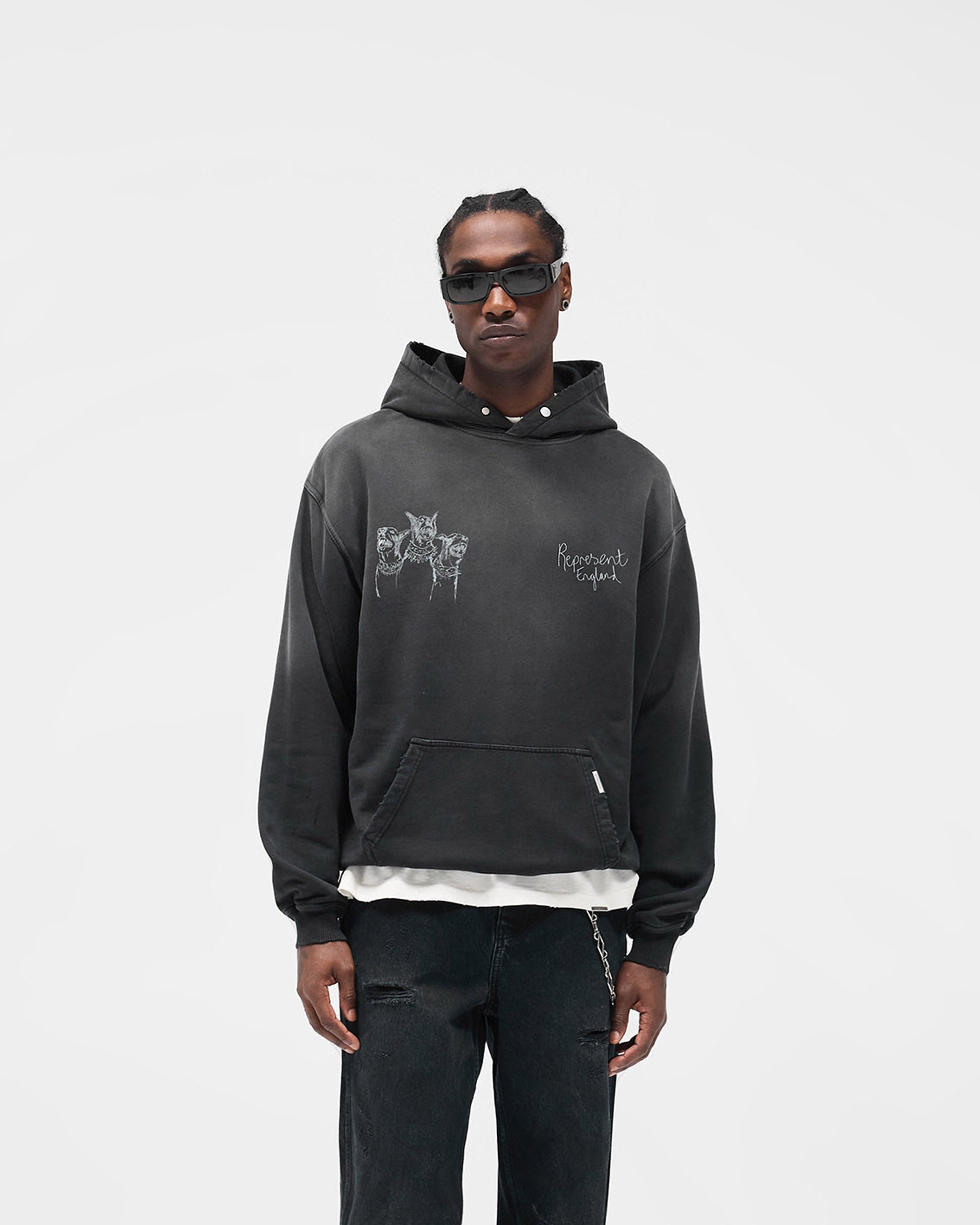 Hand Drawn Thoroughbred Hoodie - Aged Black