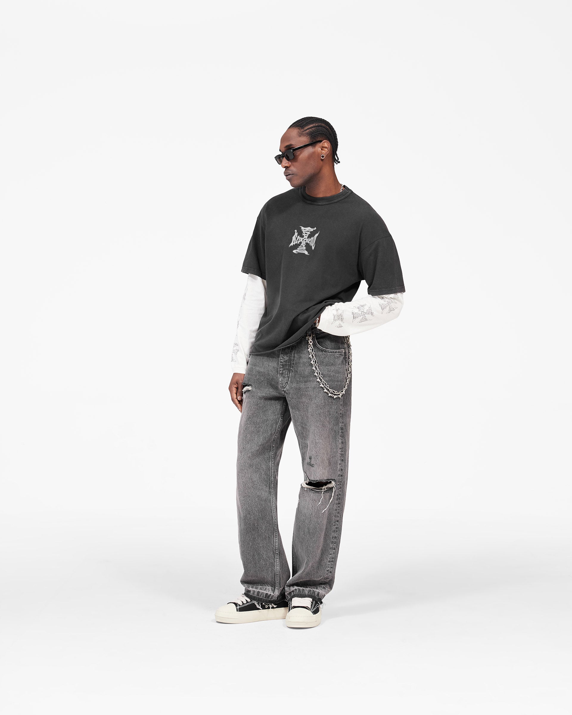 MH Stack Long Sleeve T-Shirt - Faded Black