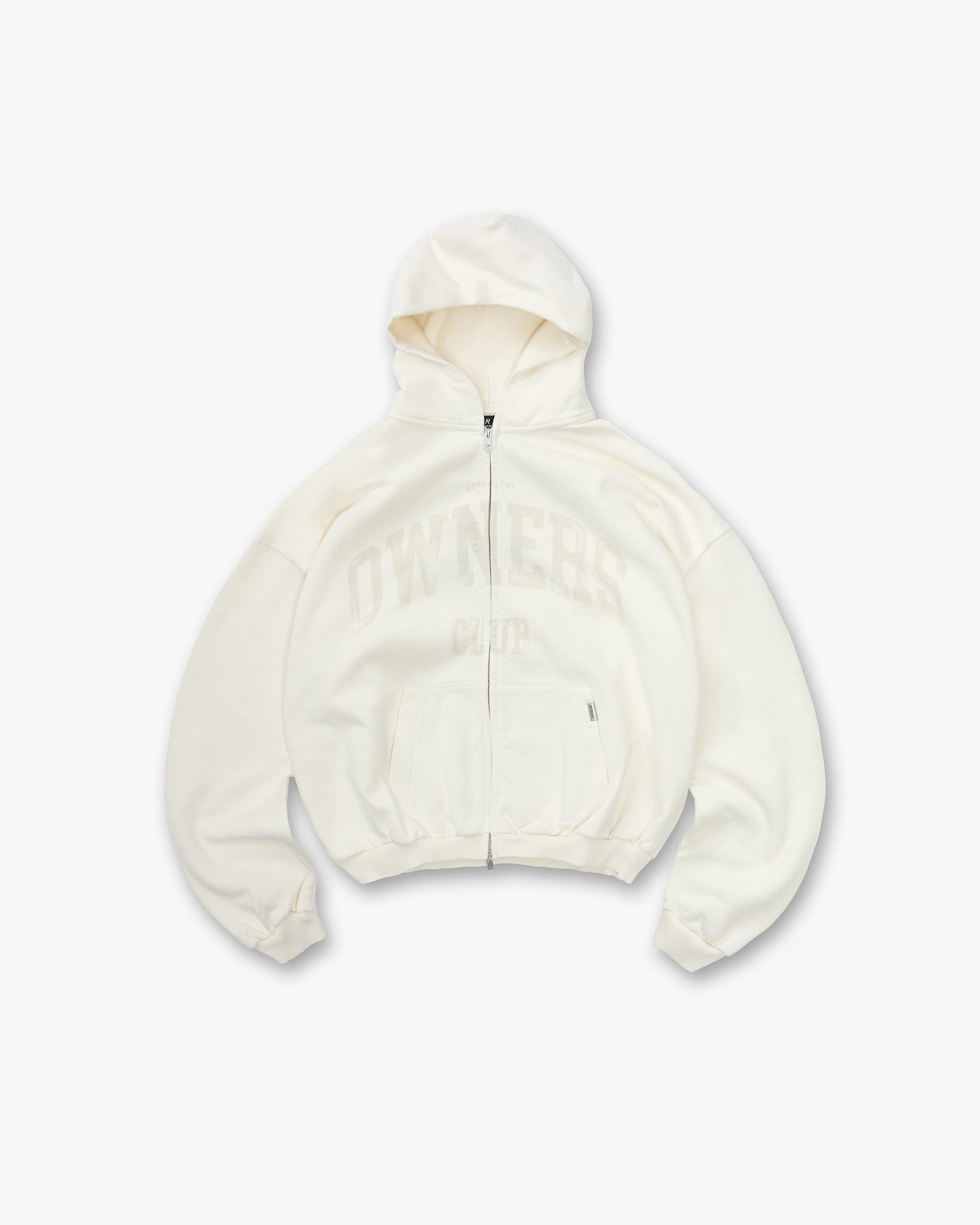Represent Owners Club Zip Through Hoodie - Chalk