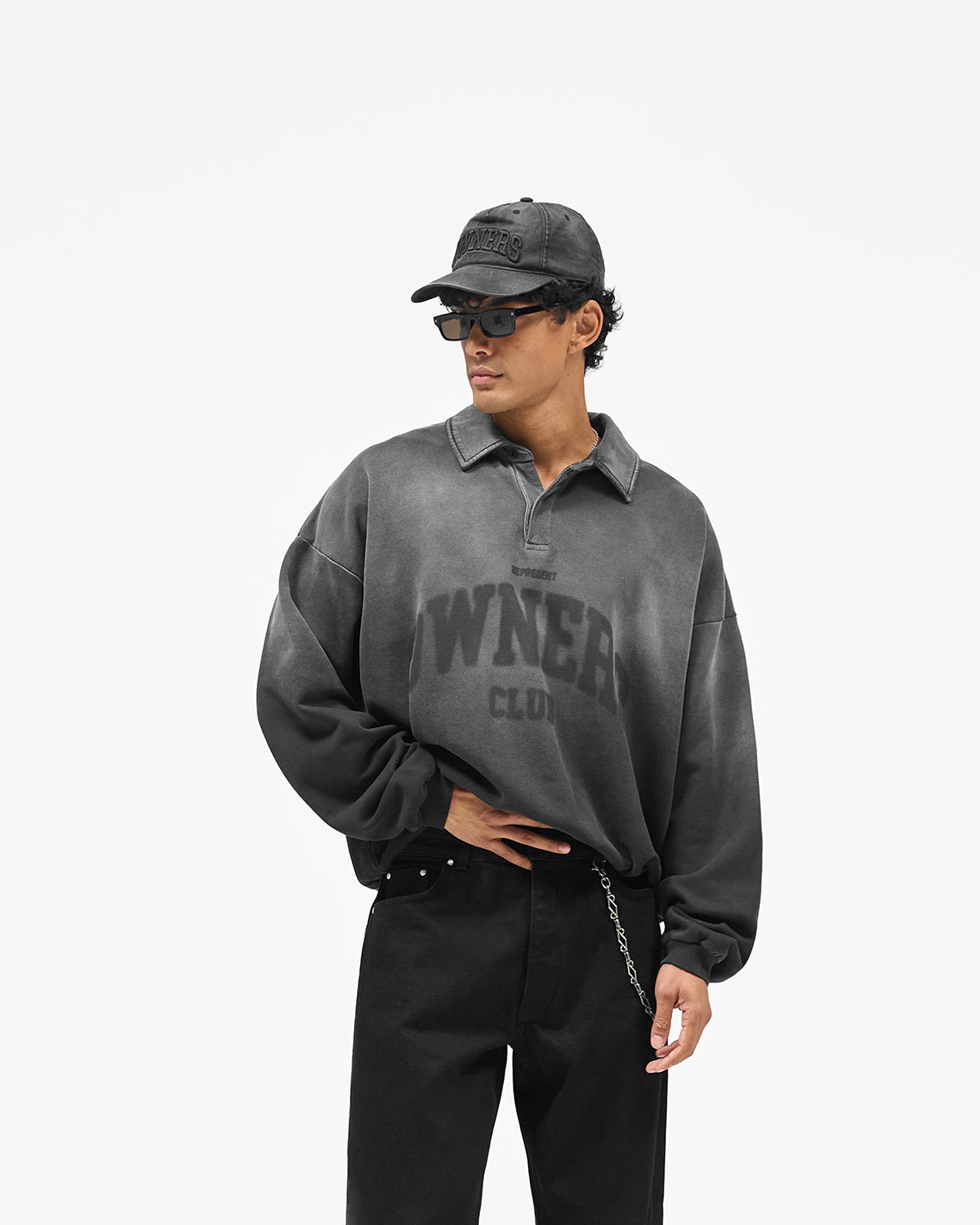 Represent Owners Club Rugby Sweater - Weathered Black