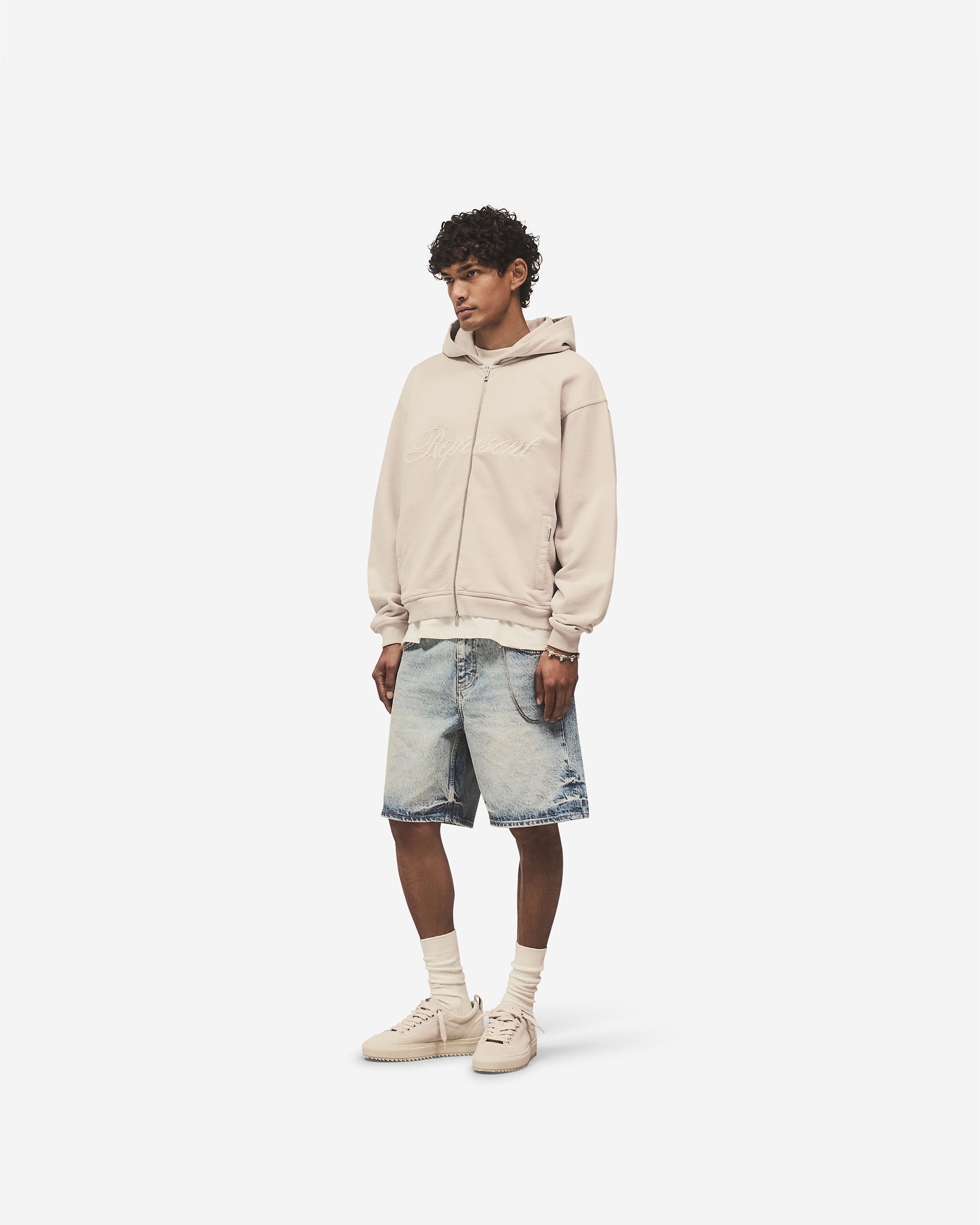 Script Logo Zip Hoodie - Concrete