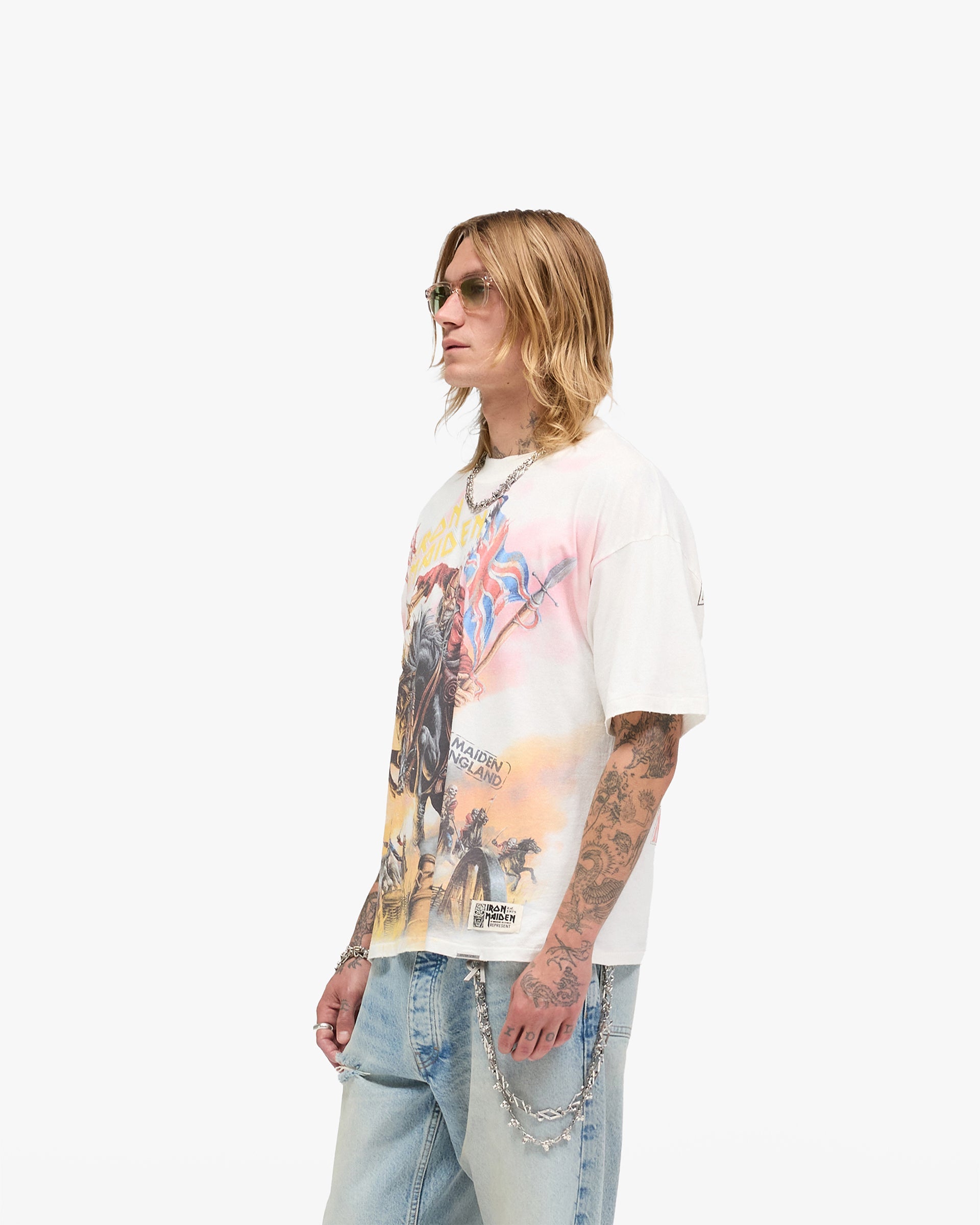 Represent X Iron Maiden Steed T-Shirt - Flat White