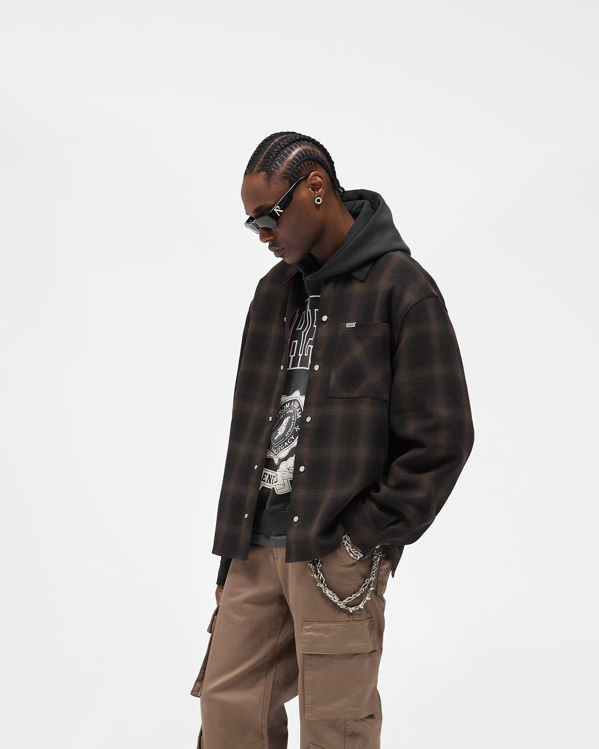 Bonded Reversible Check Shirt - Nero