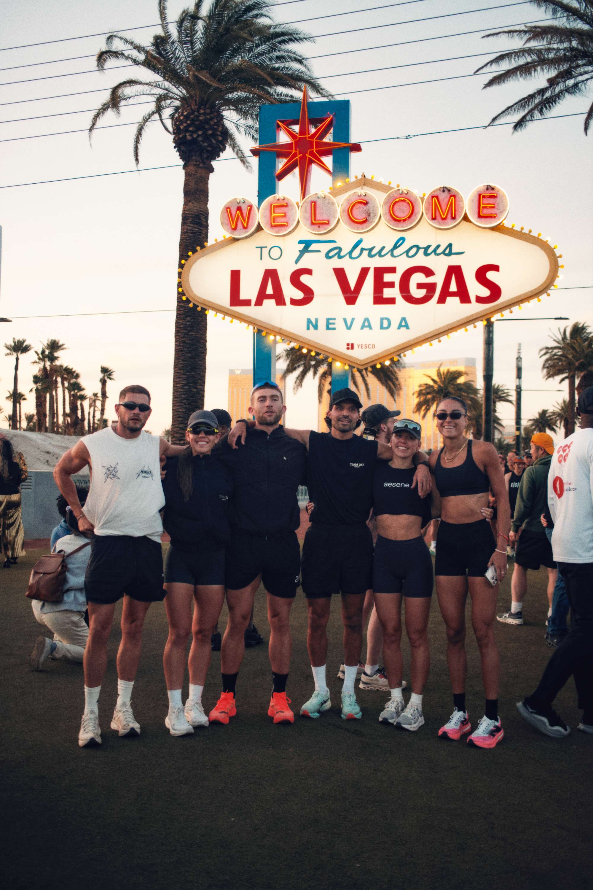 The Speed Project finishing line at the Las Vegas sign.