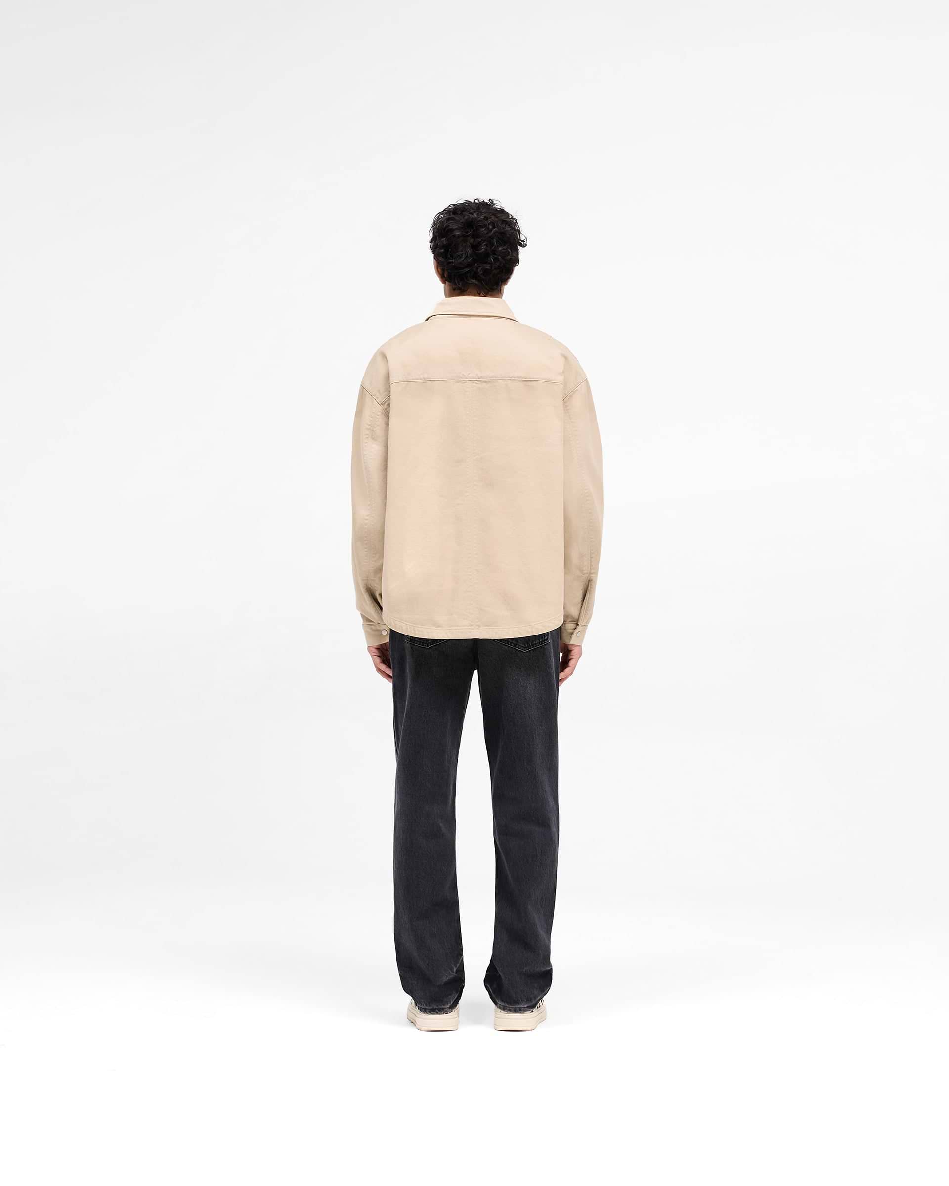 Cotton Zip Through Shirt - Beige