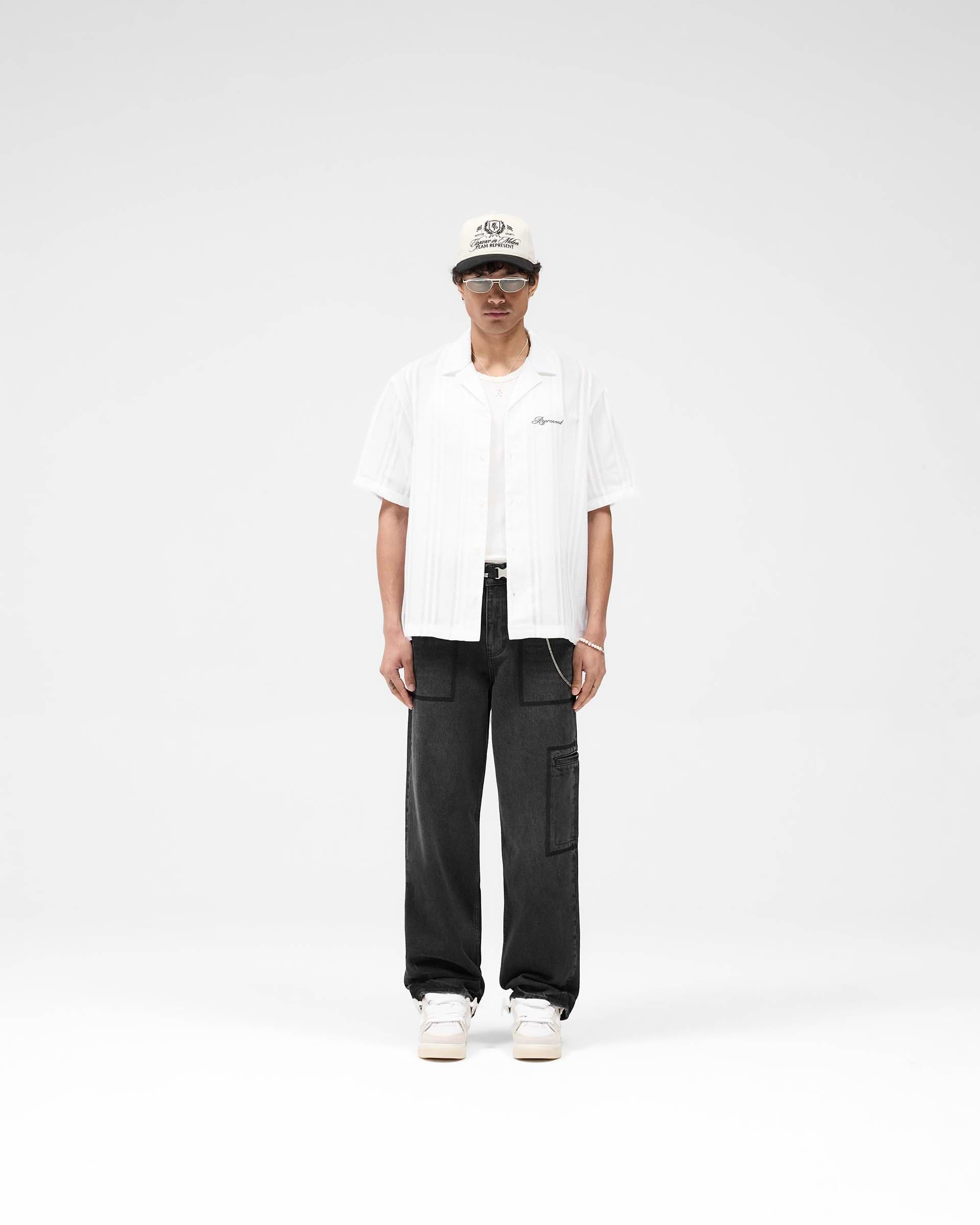 Embroidered Bowling Shirt - Antique White