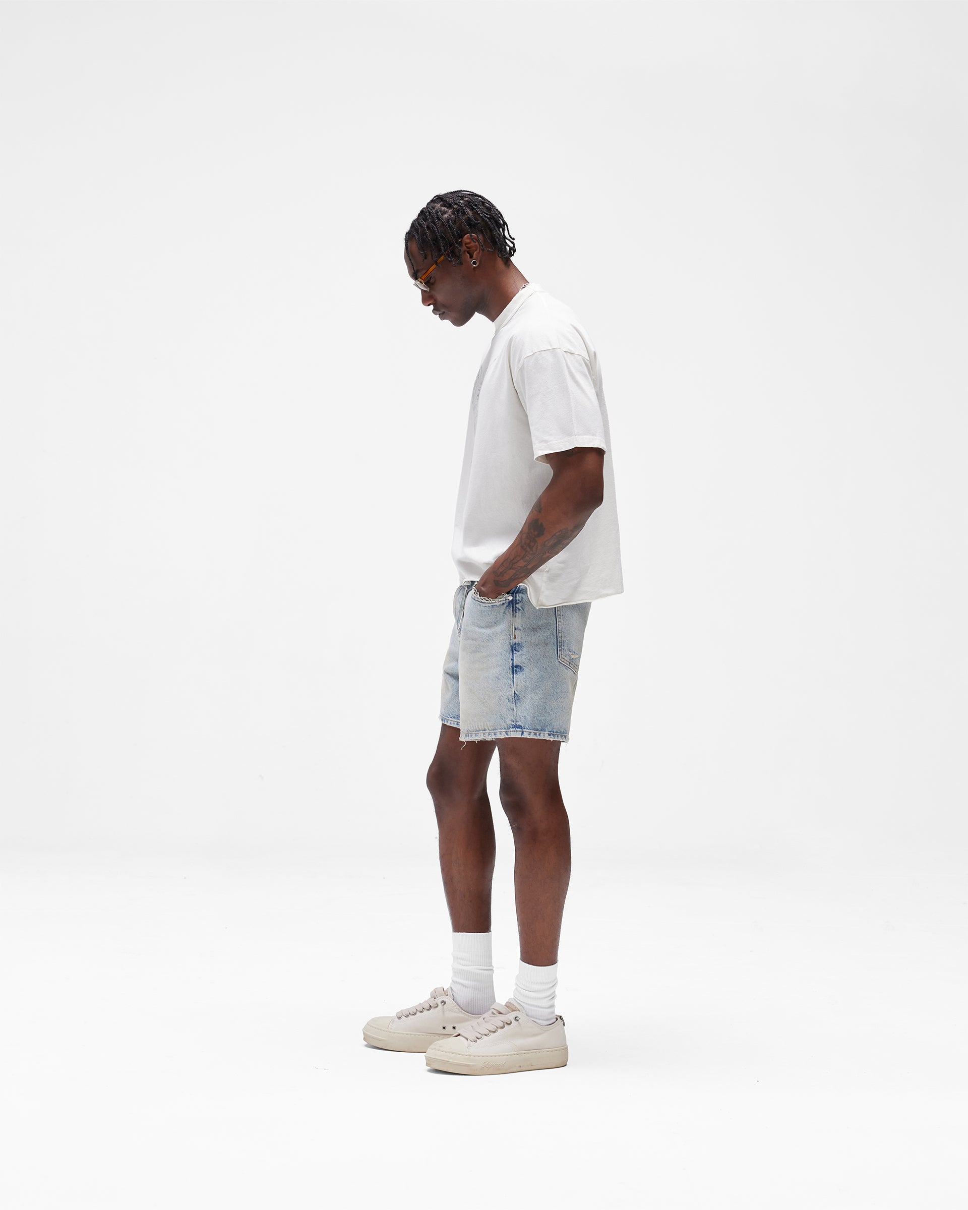 Busy Doing Nothing Denim Short - Dusty Blue