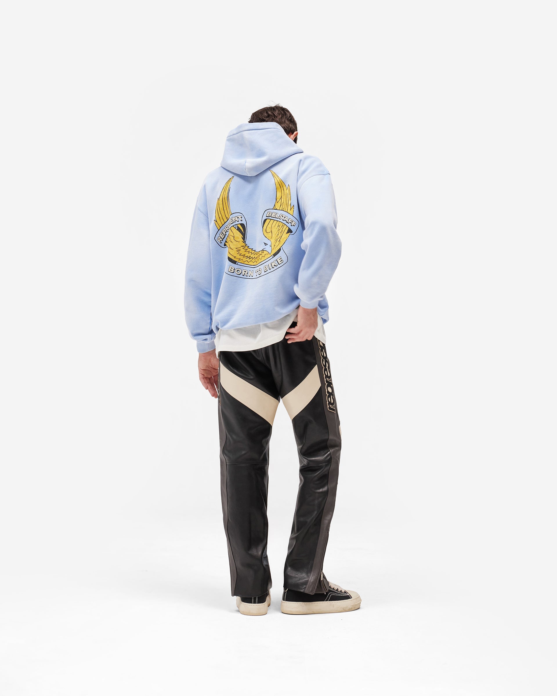 Represent X Belstaff Born To Bike Hoodie - Mid Blue