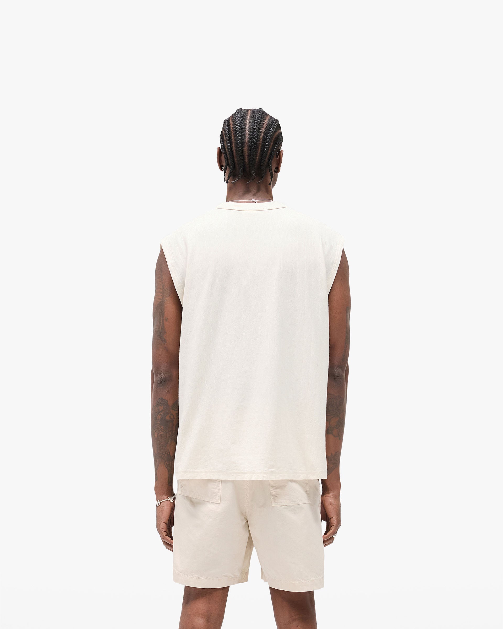 Slub Script Tank - Aged White