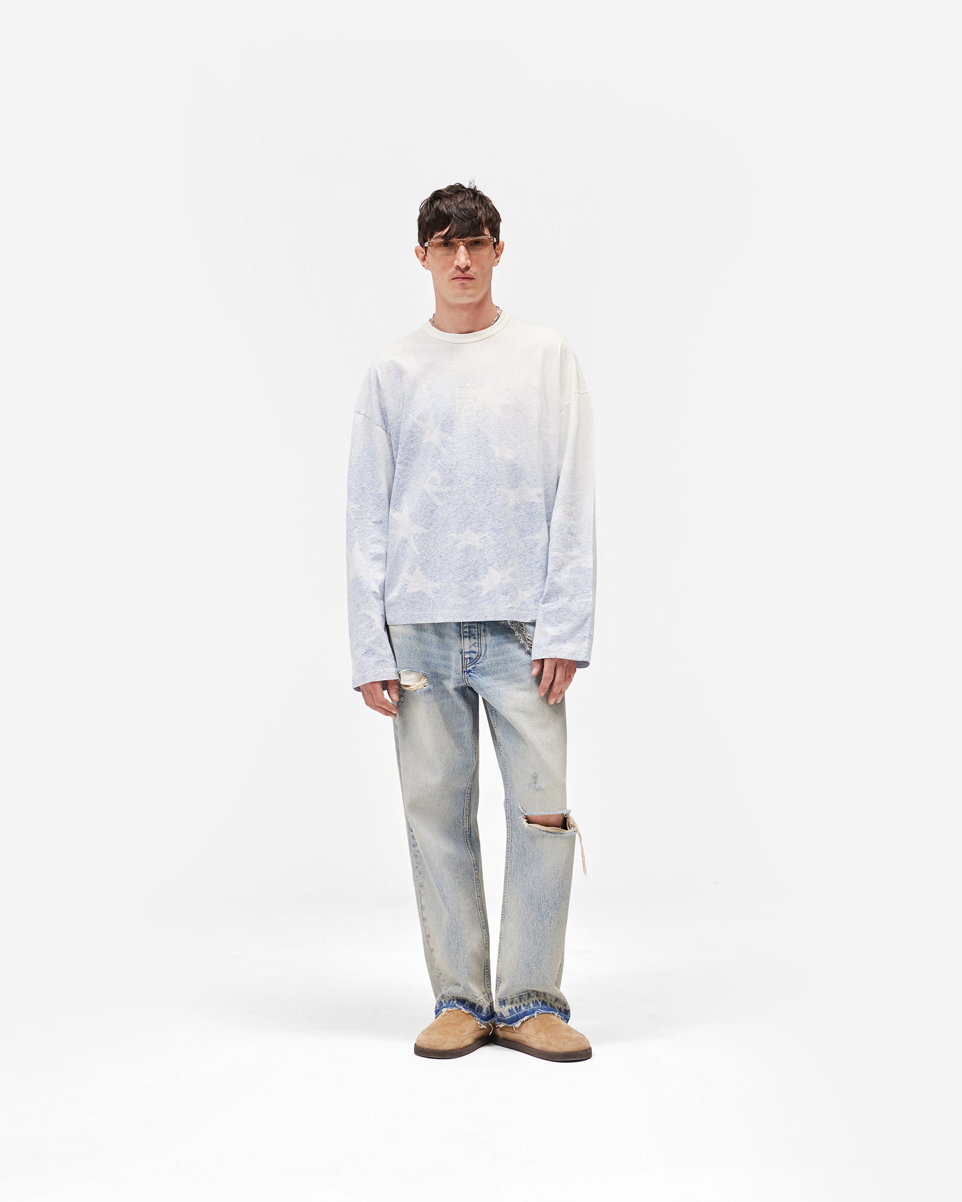 USA Long Sleeve T-Shirt - Washed Blue