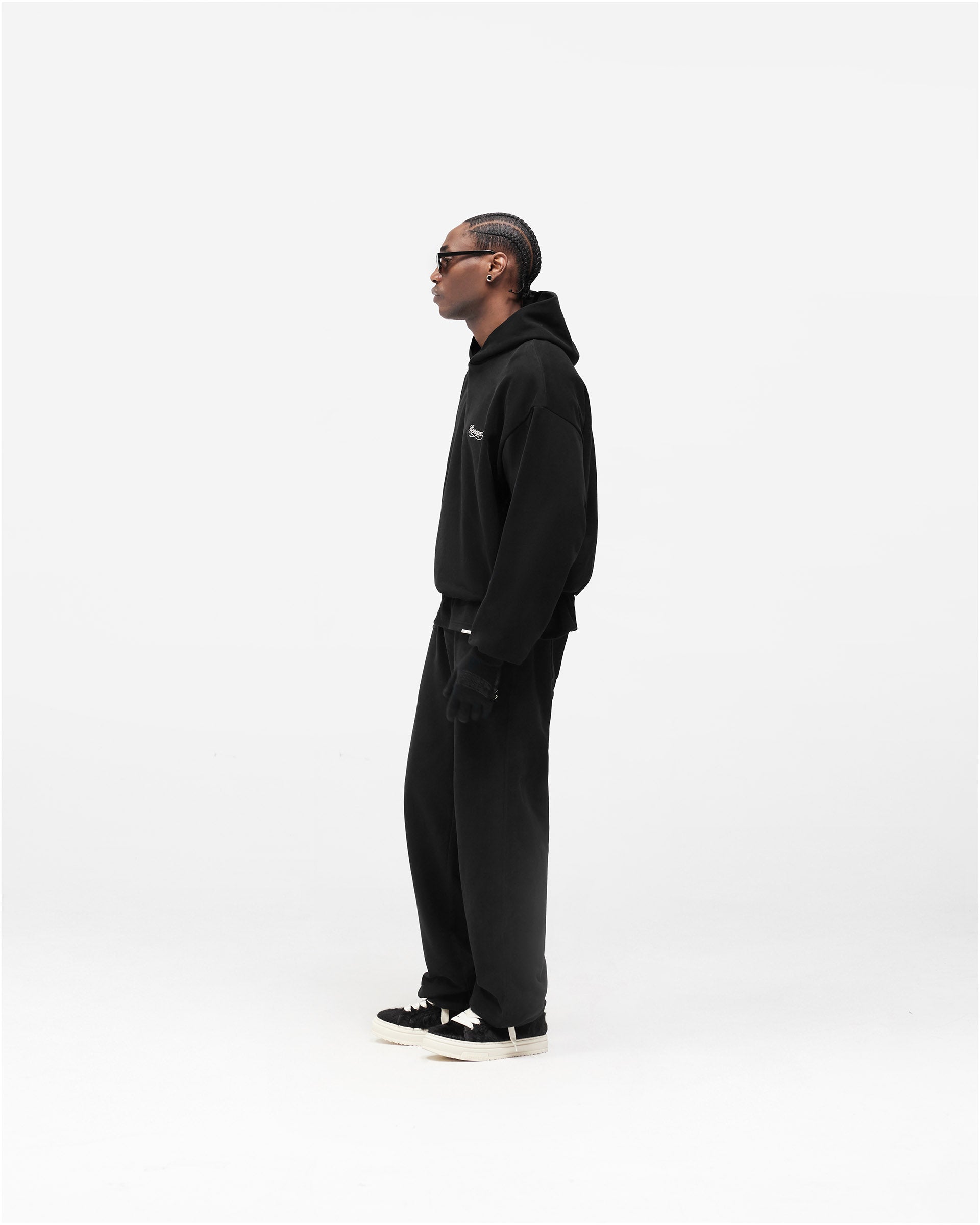 Dual Layer Script Sweatpants - Jet Black