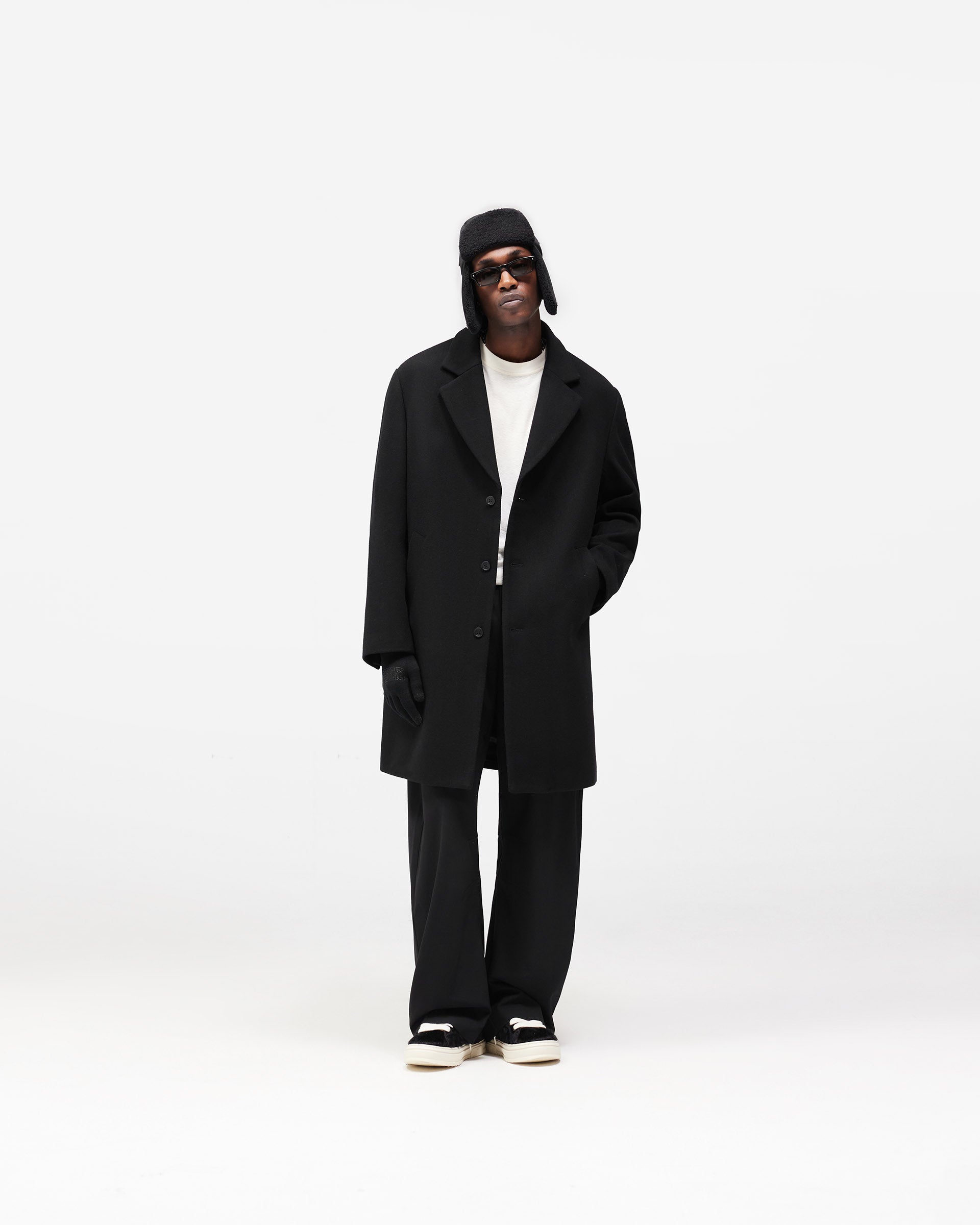 Relaxed Overcoat - Jet Black