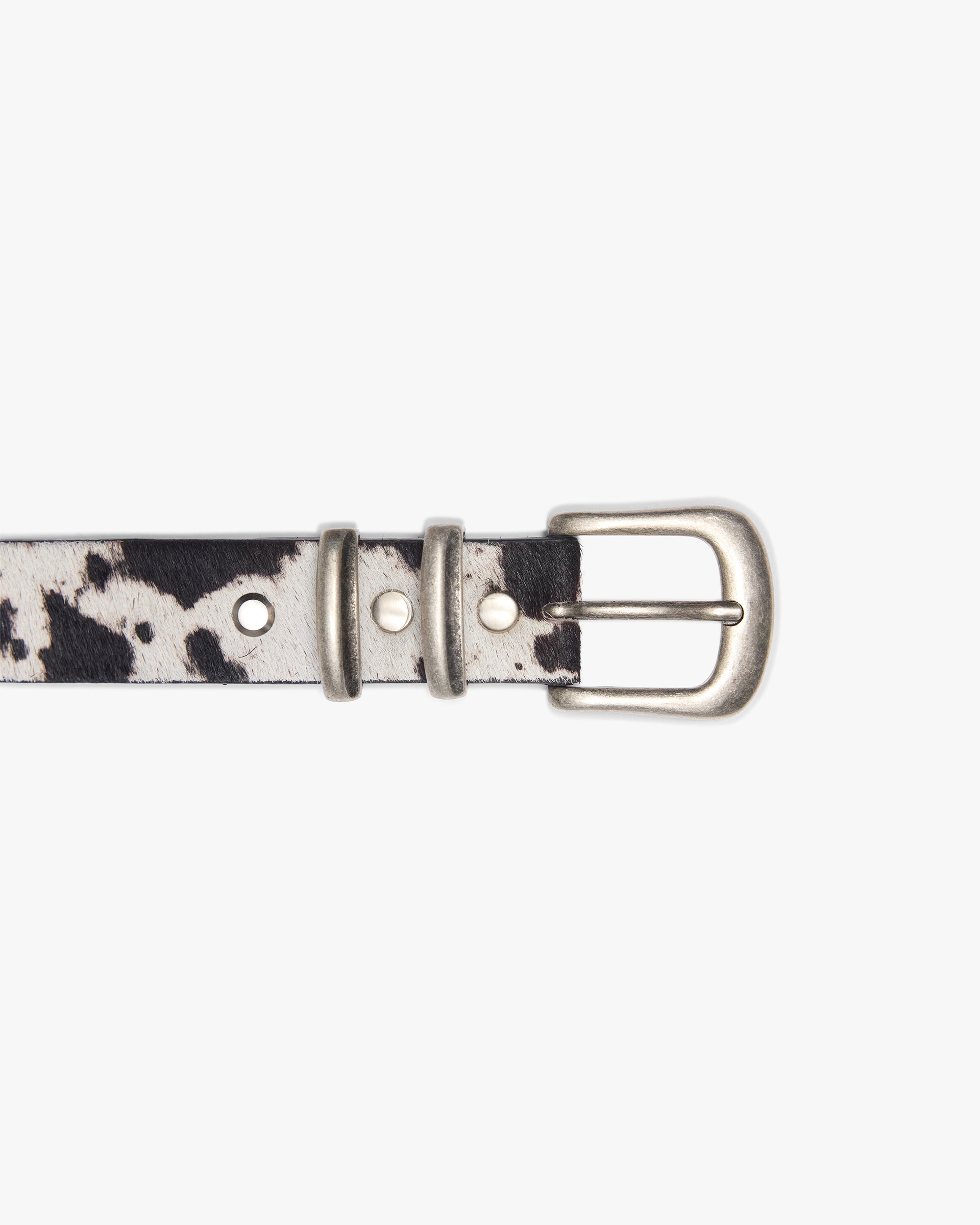 Cowhide Rodeo Belt - Flat White Jet Black