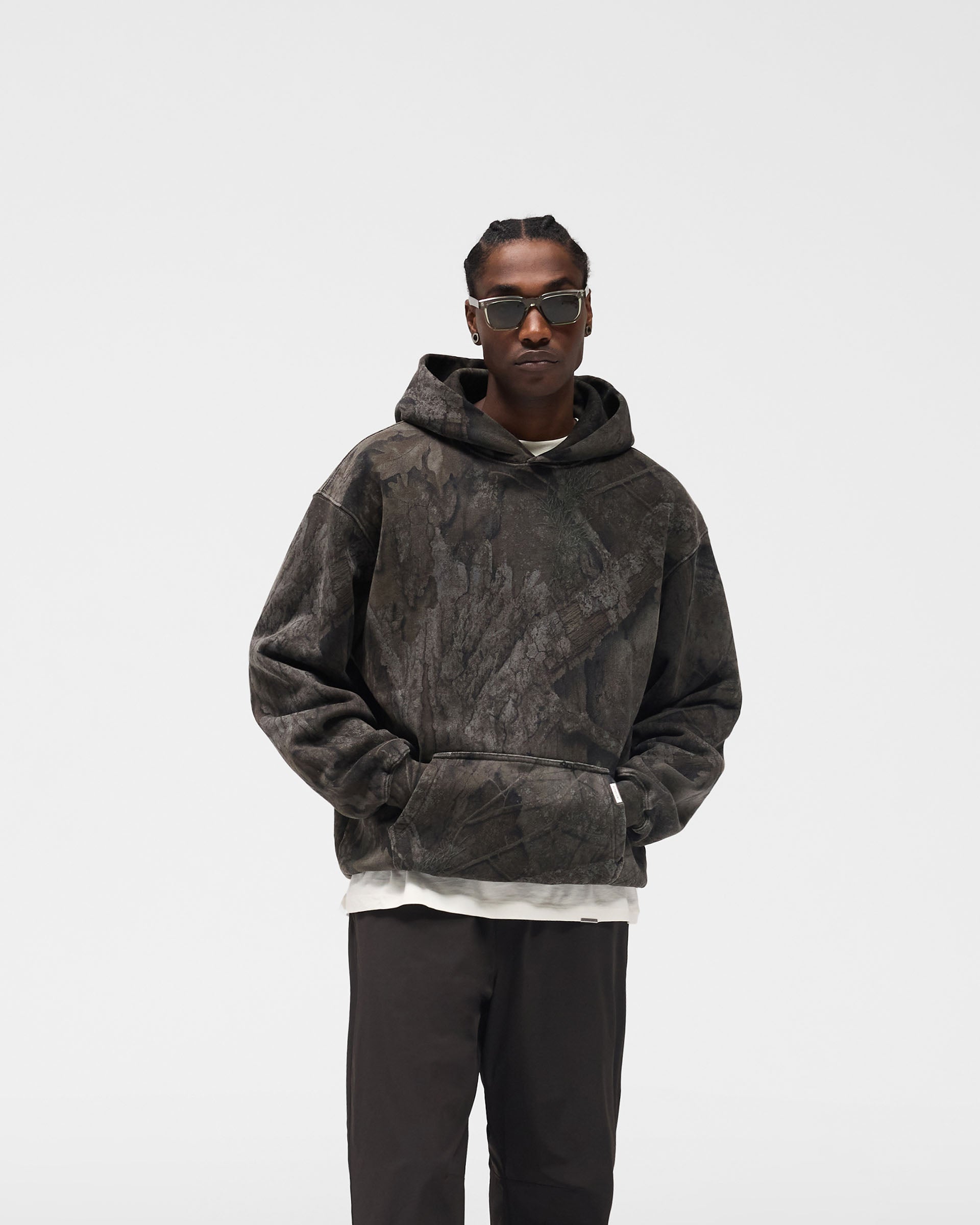Initial Overdye Realtree® Oversized Hoodie - Overdyed Black