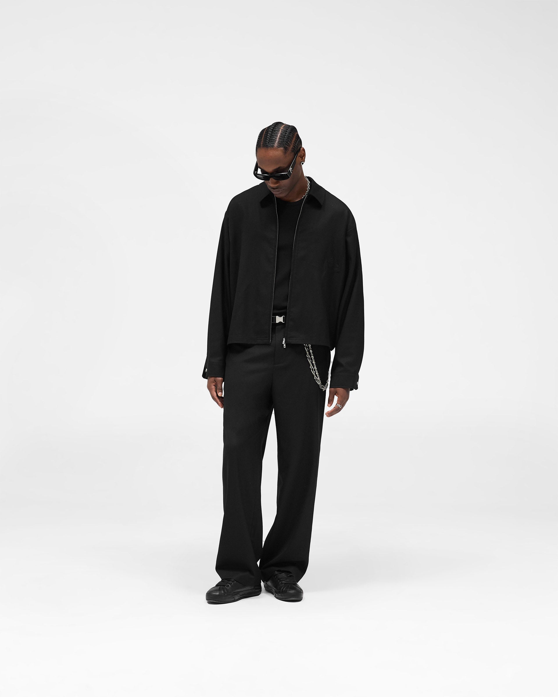 Zip Up Wool Overshirt - Jet Black