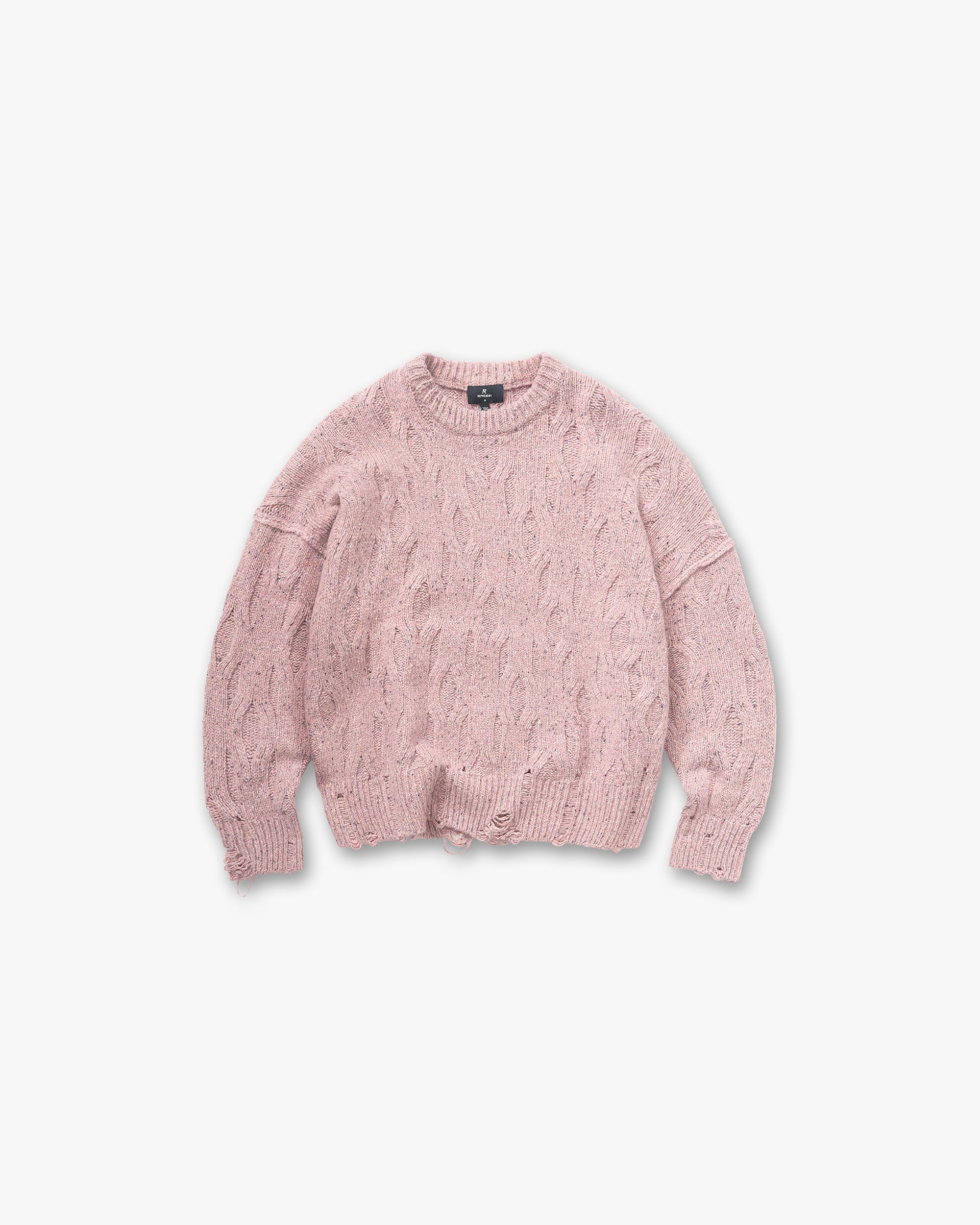 Distress Knit Sweater - Washed Pink