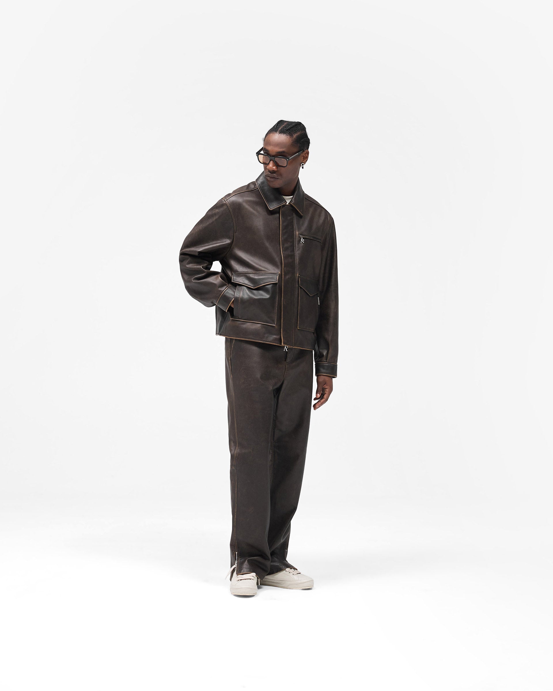 Sunfade Leather Jacket - Nero