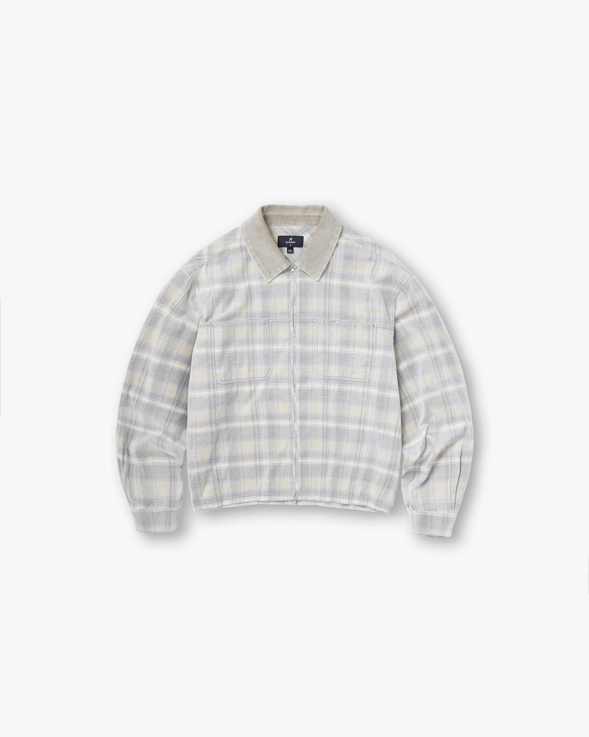 Cord Zip Flannel Shirt - Mineral