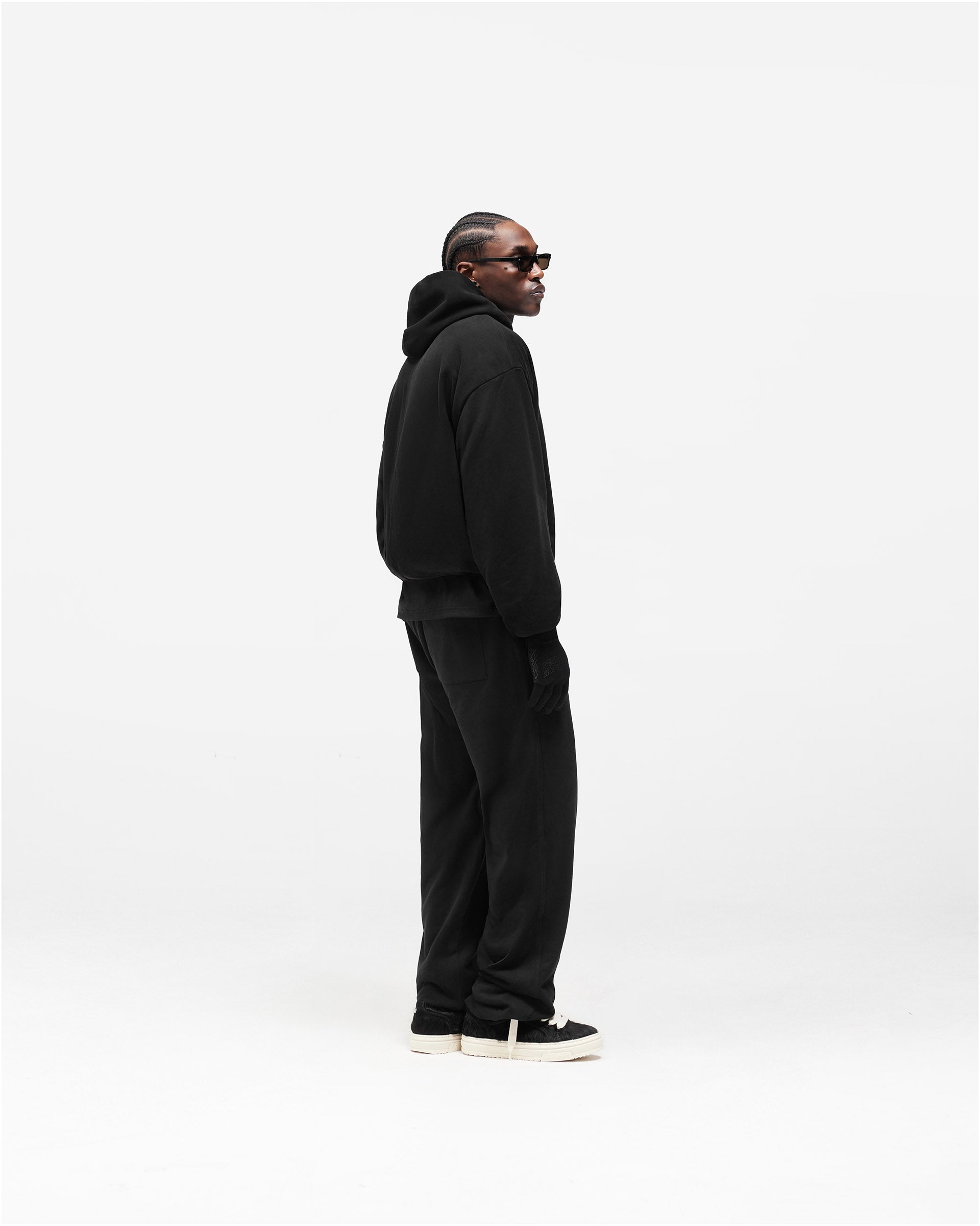 Dual Layer Script Hoodie - Jet Black