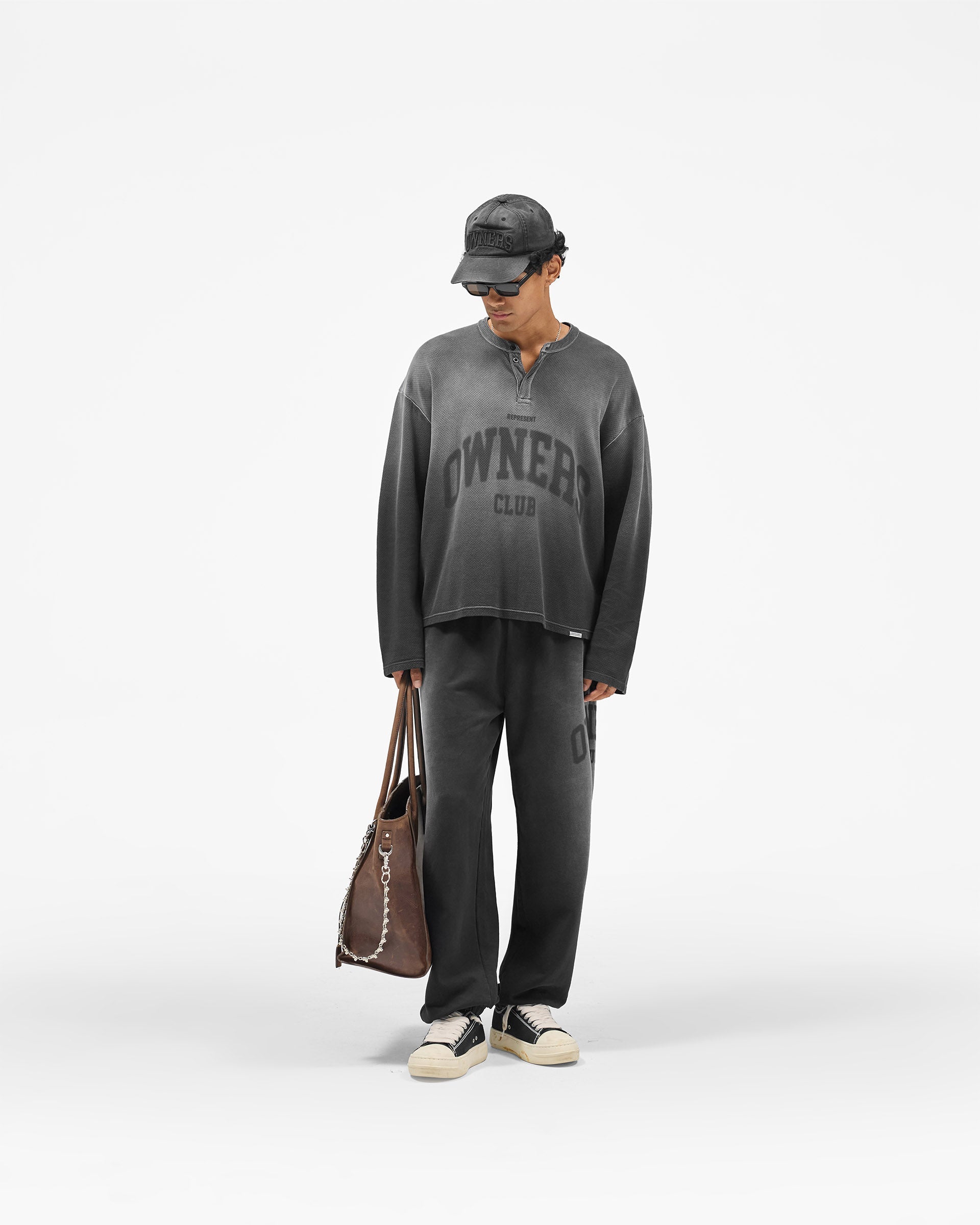 Represent Owners Club Long Sleeve Henley - Weathered Black