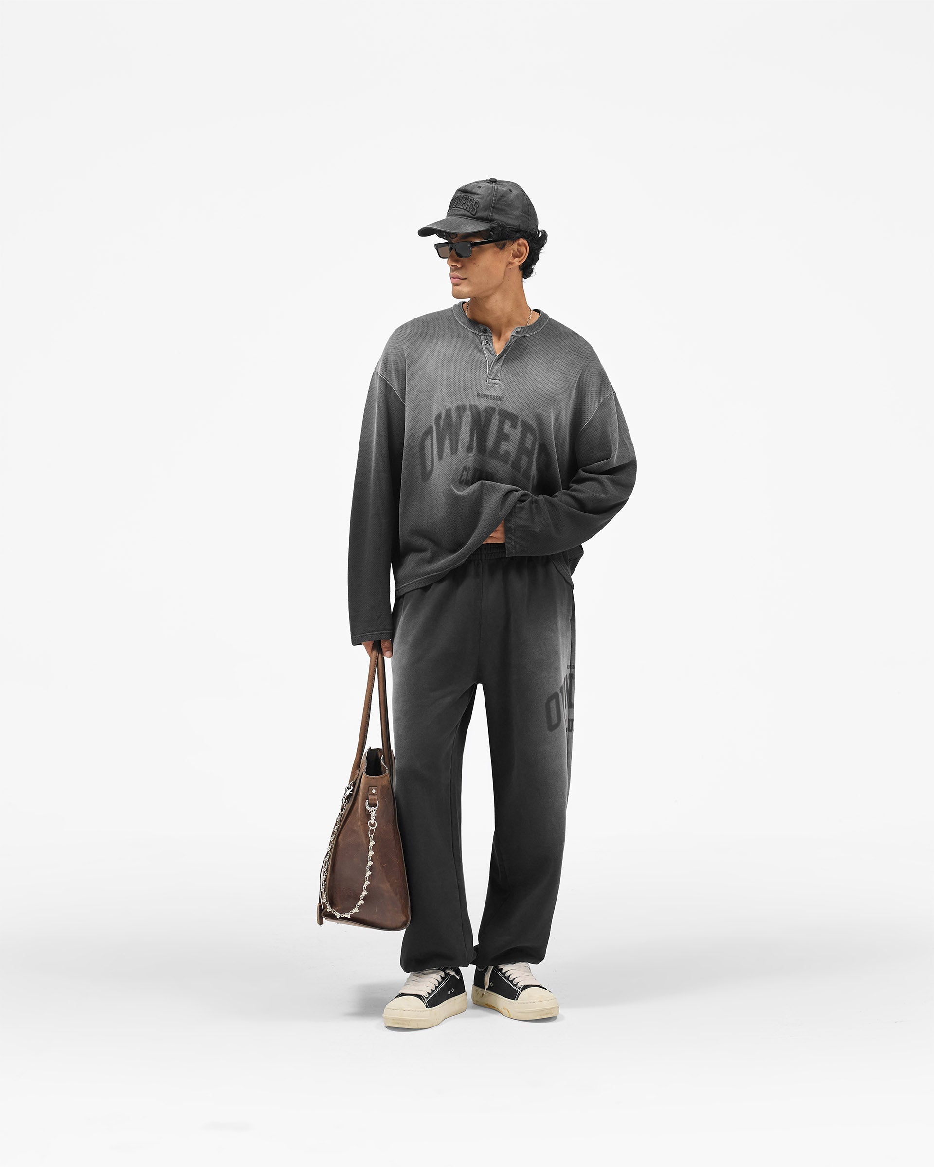 Represent Owners Club Long Sleeve Henley - Weathered Black