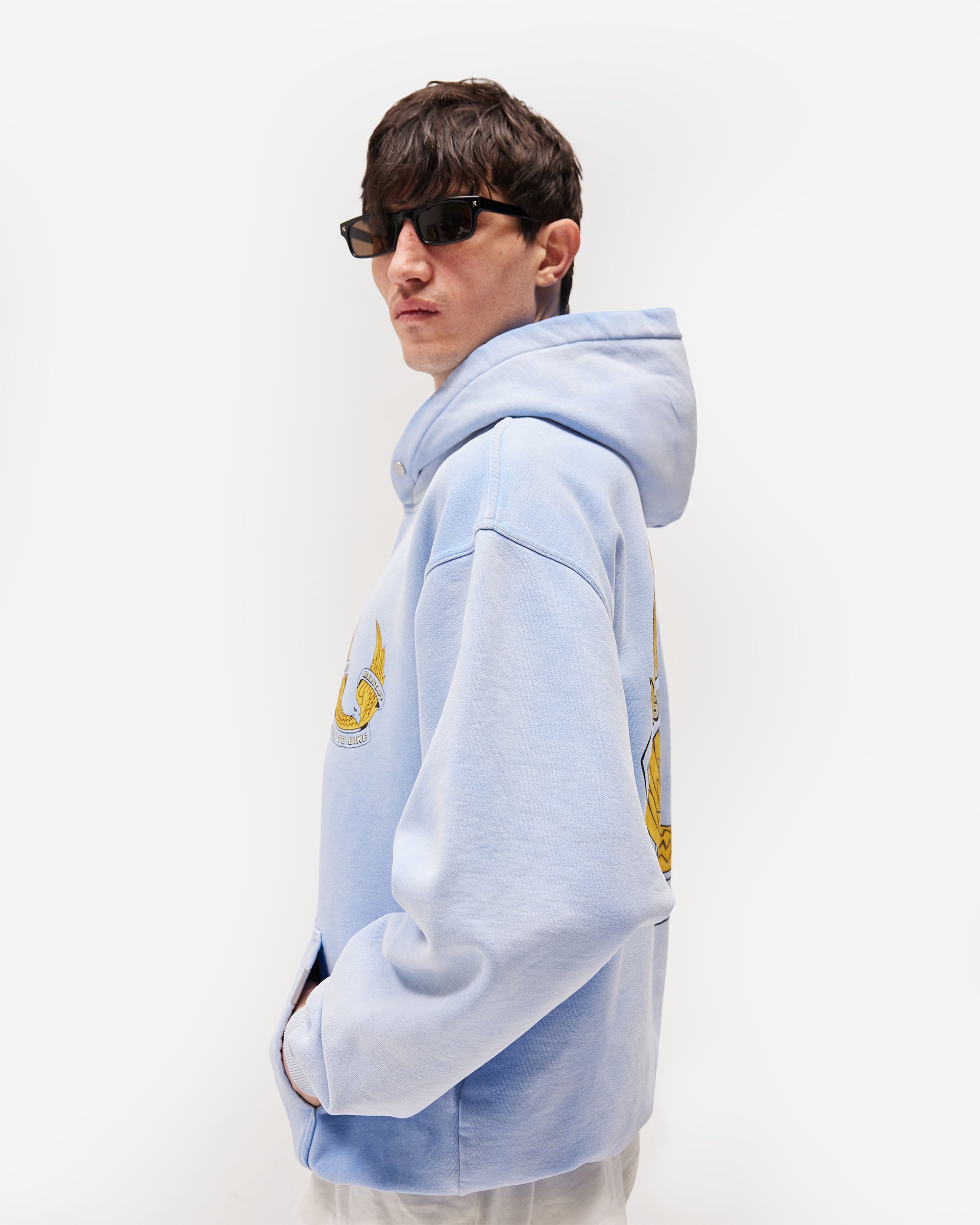 Represent X Belstaff Born To Bike Hoodie - Mid Blue