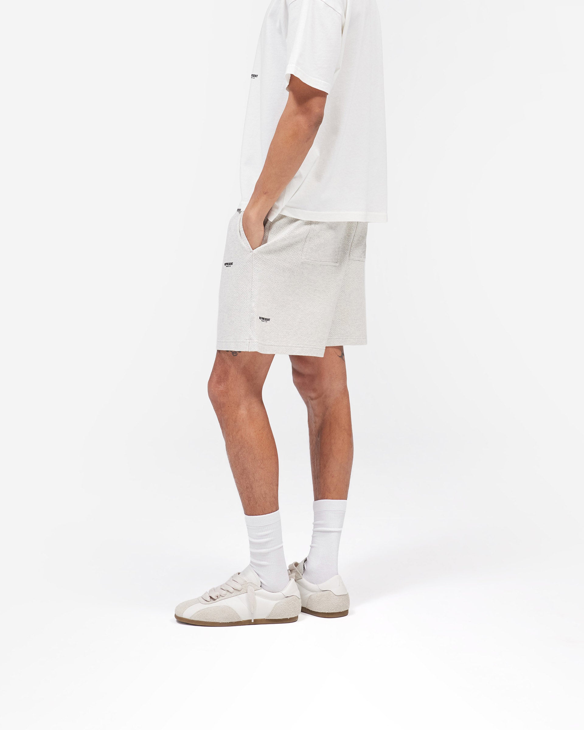 Micro Owners Club Mesh Shorts - Cream Marl