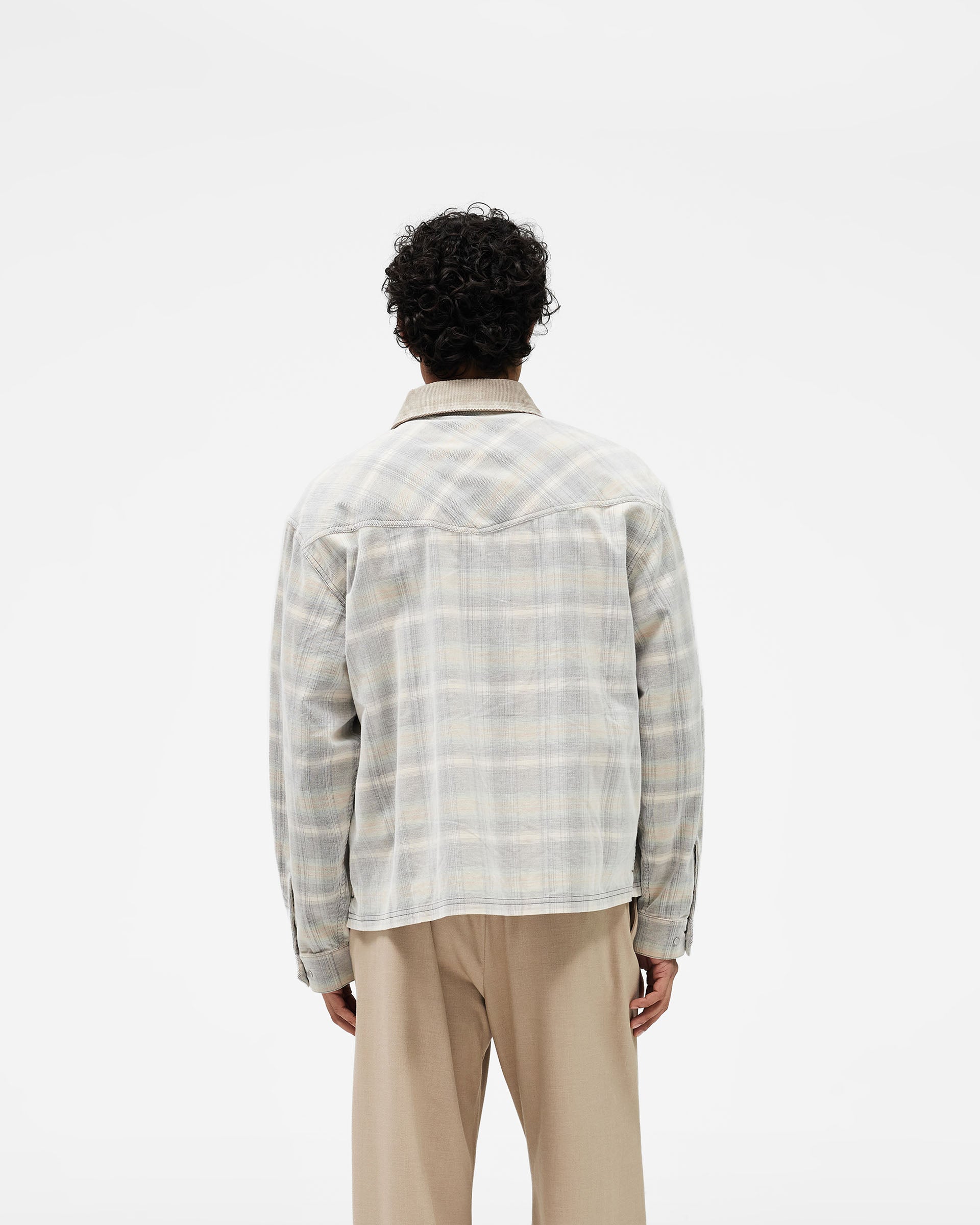 Cord Zip Flannel Shirt - Mineral