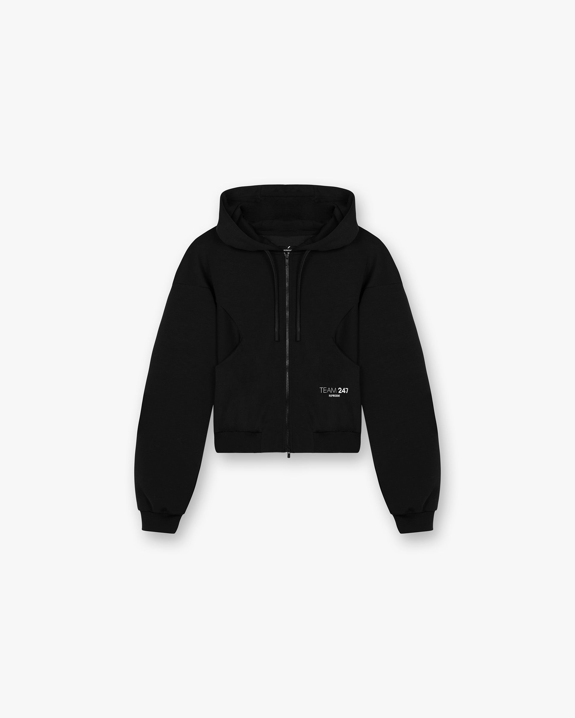 247 Training Hoodie Zip Front - Black