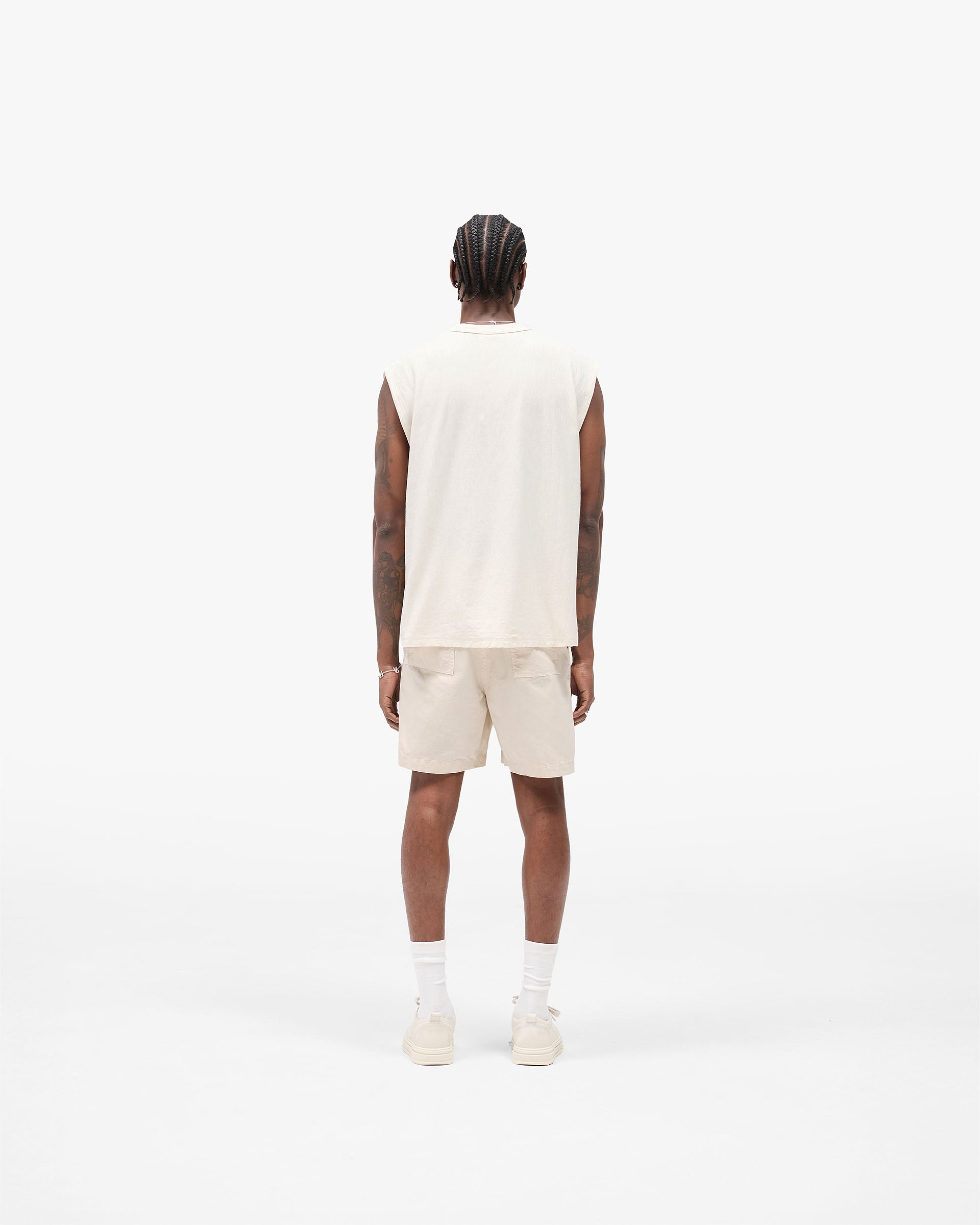 Slub Script Tank - Aged White