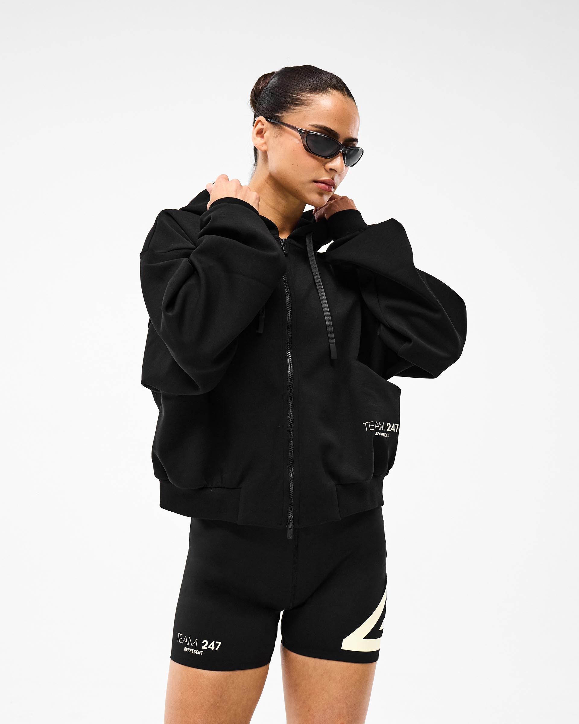 247 Training Hoodie Zip Front - Black