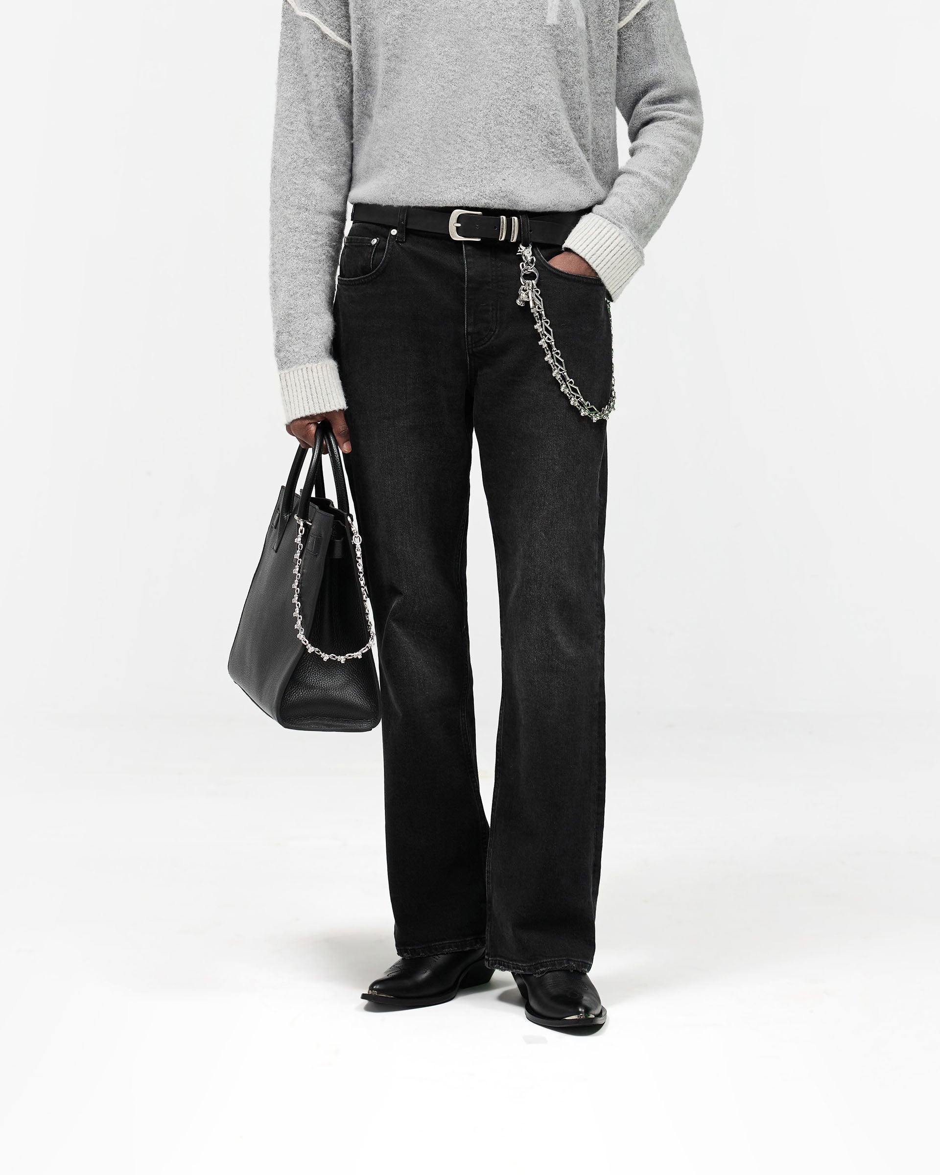 Kick Flare Denim - Aged Black