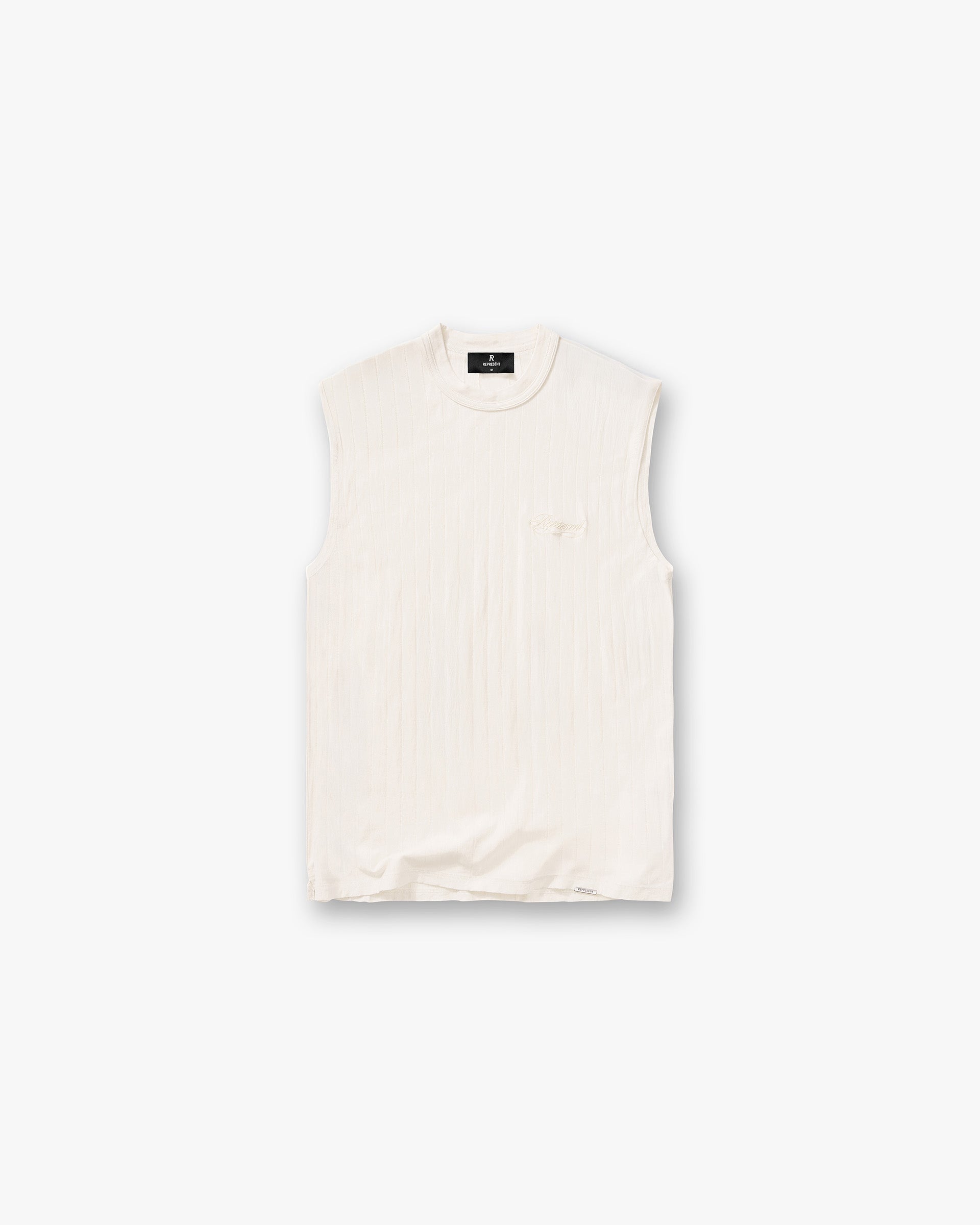 Slub Script Tank - Aged White