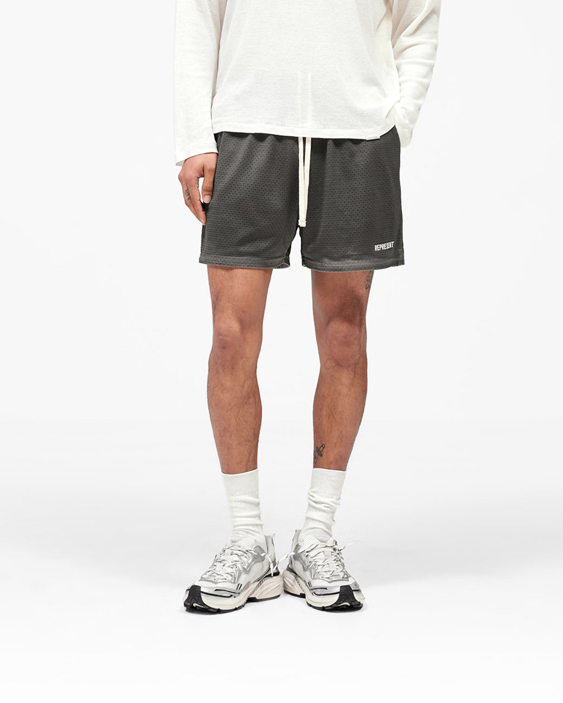 Washed Mesh Shorts - Vintage Grey