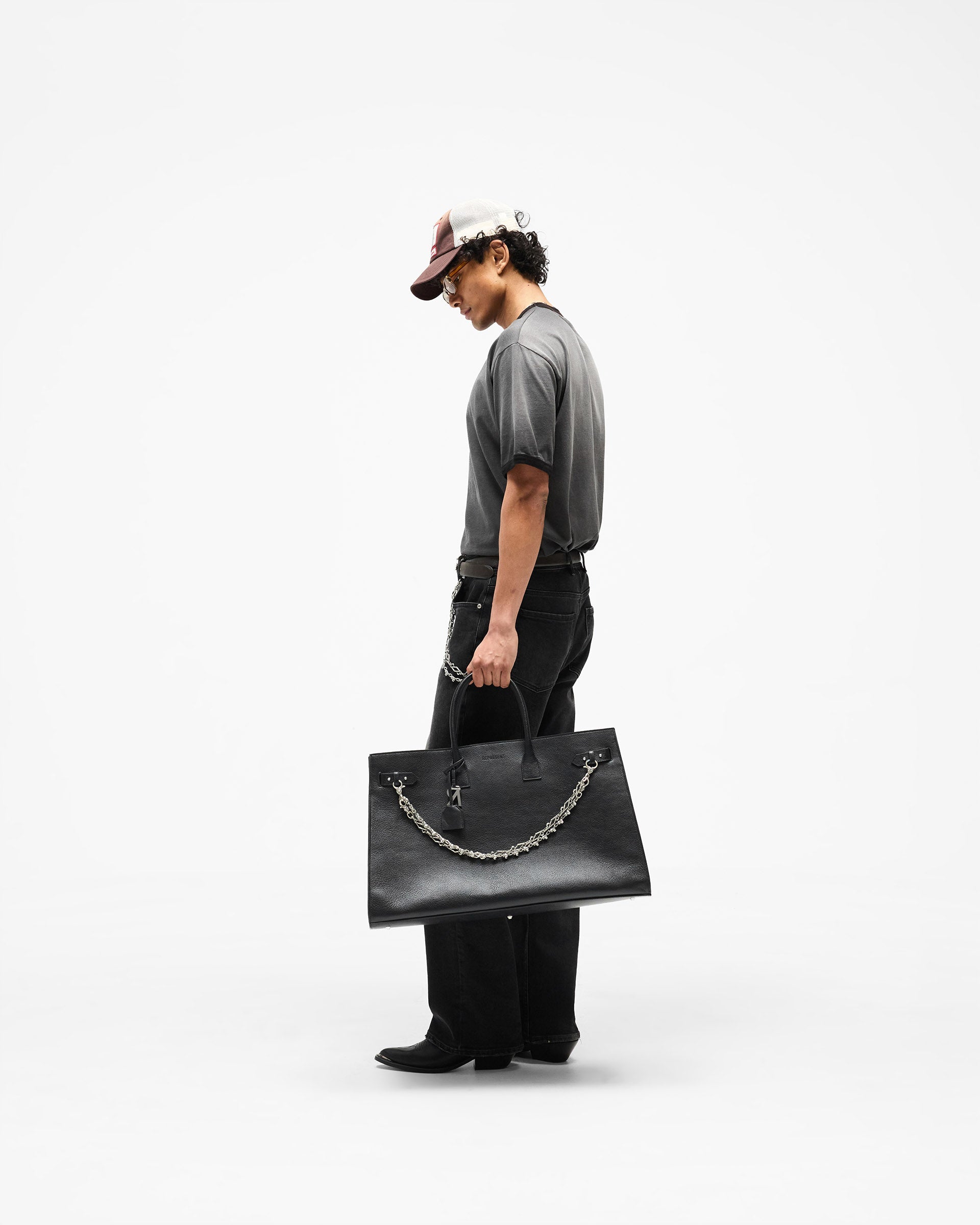 HTN XL Leather Bag - Black