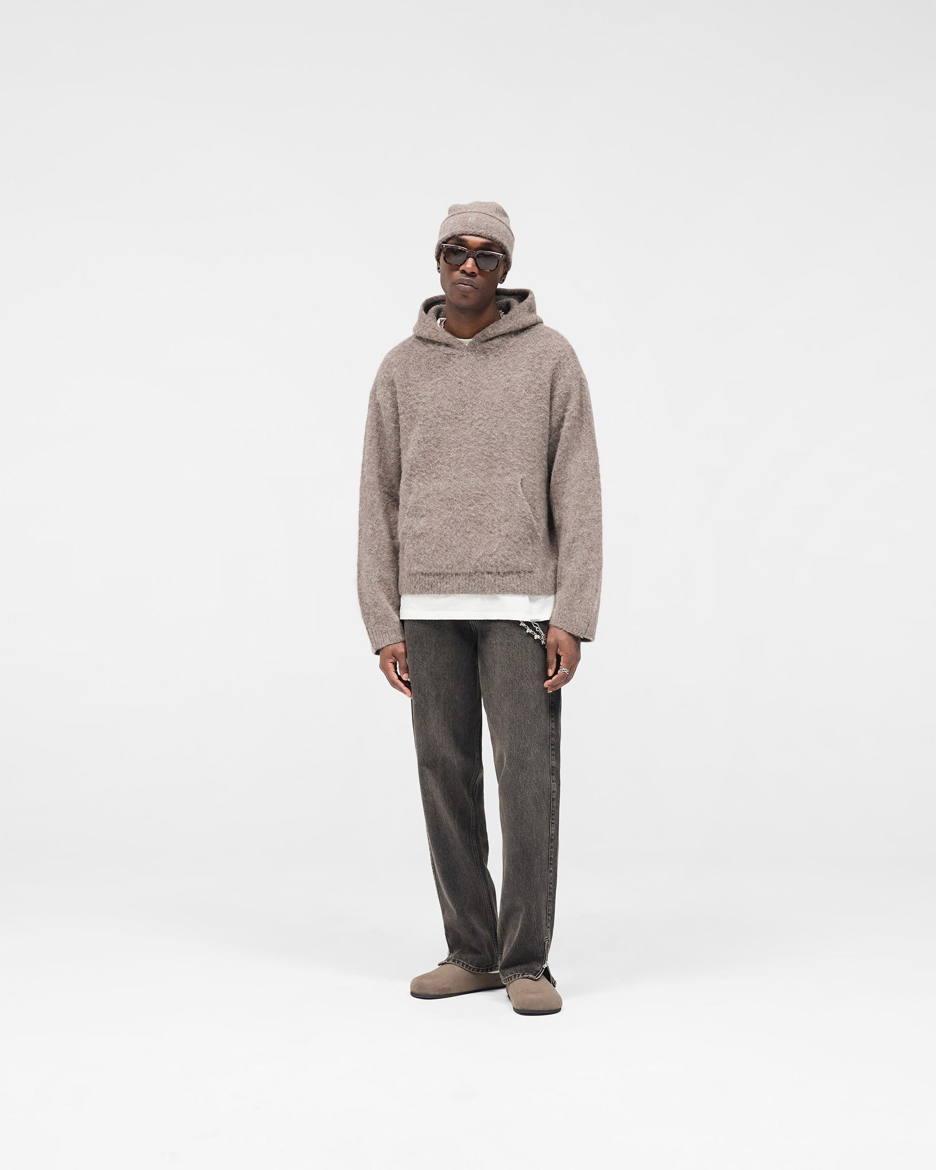 Textured Borg Hoodie - Nero