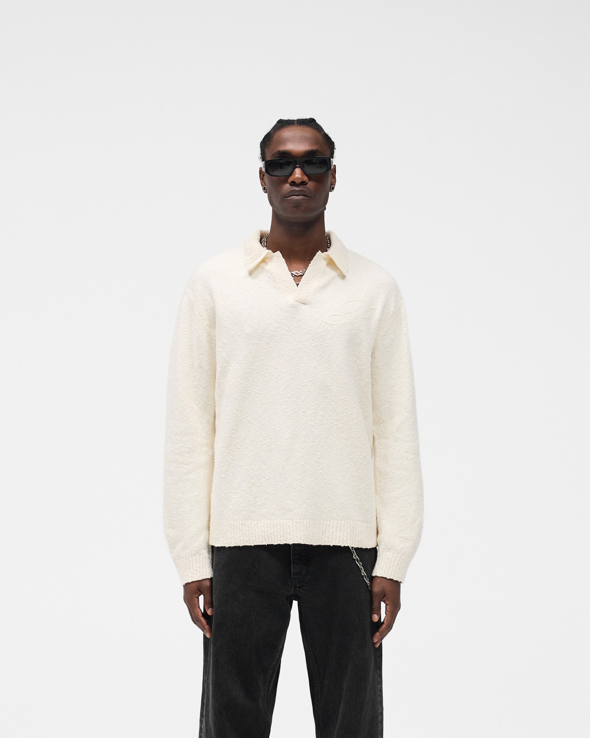 Knitted Polo - Aged White