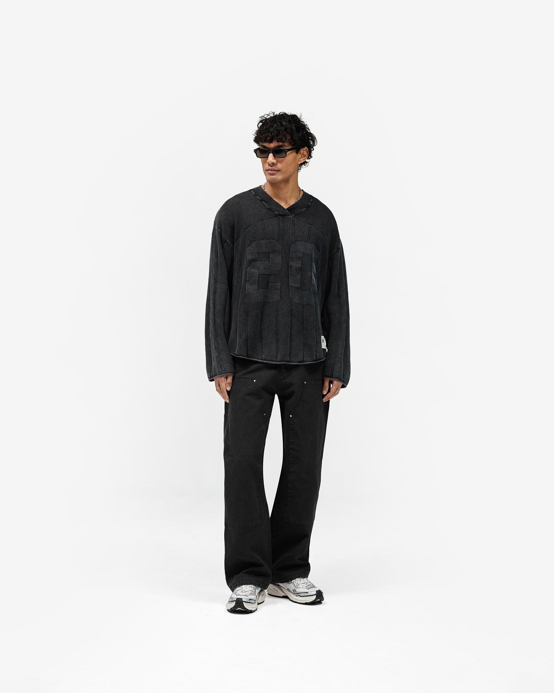 Knitted Varsity Long Sleeve Jersey - Vintage Grey