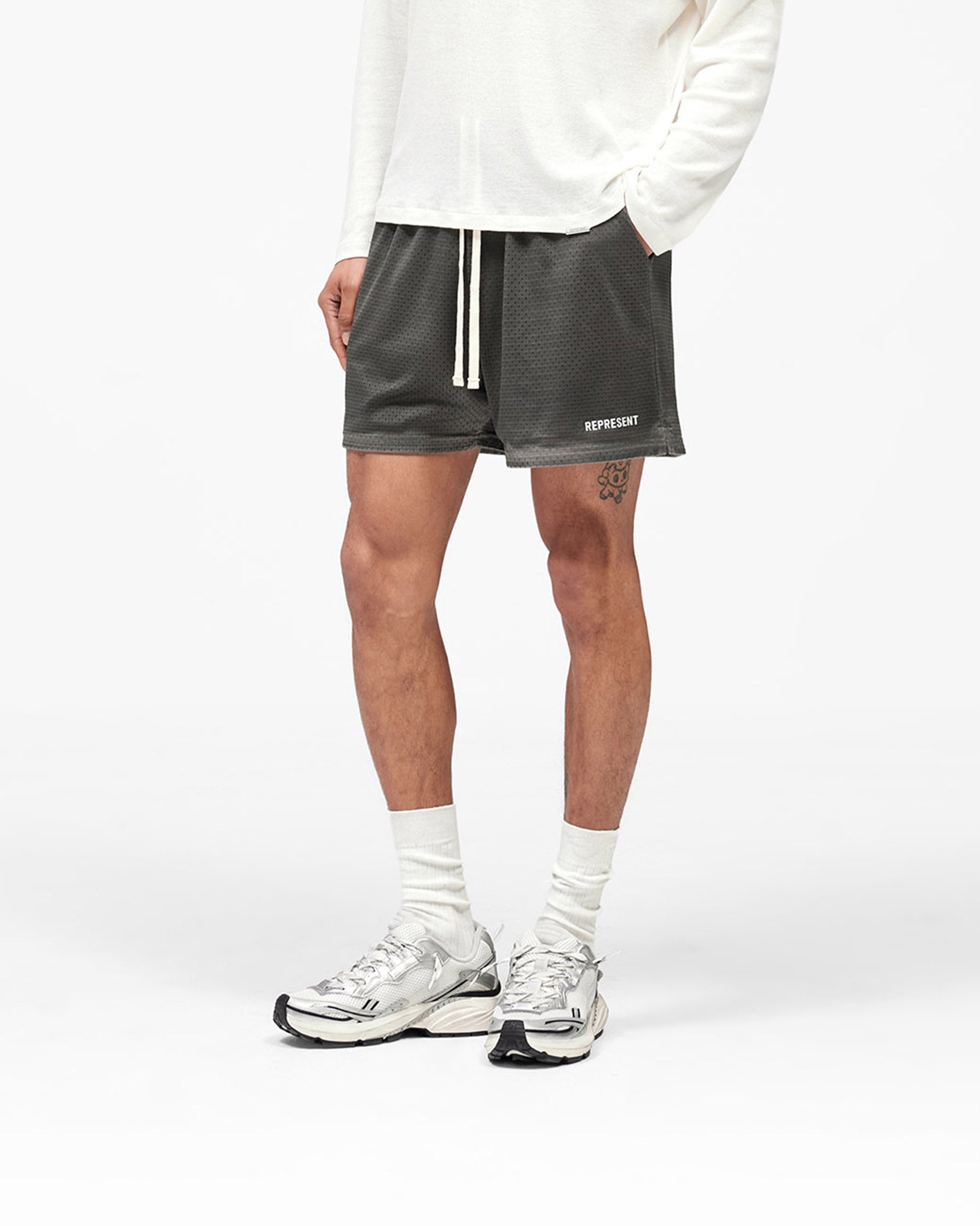 Washed Mesh Shorts - Vintage Grey