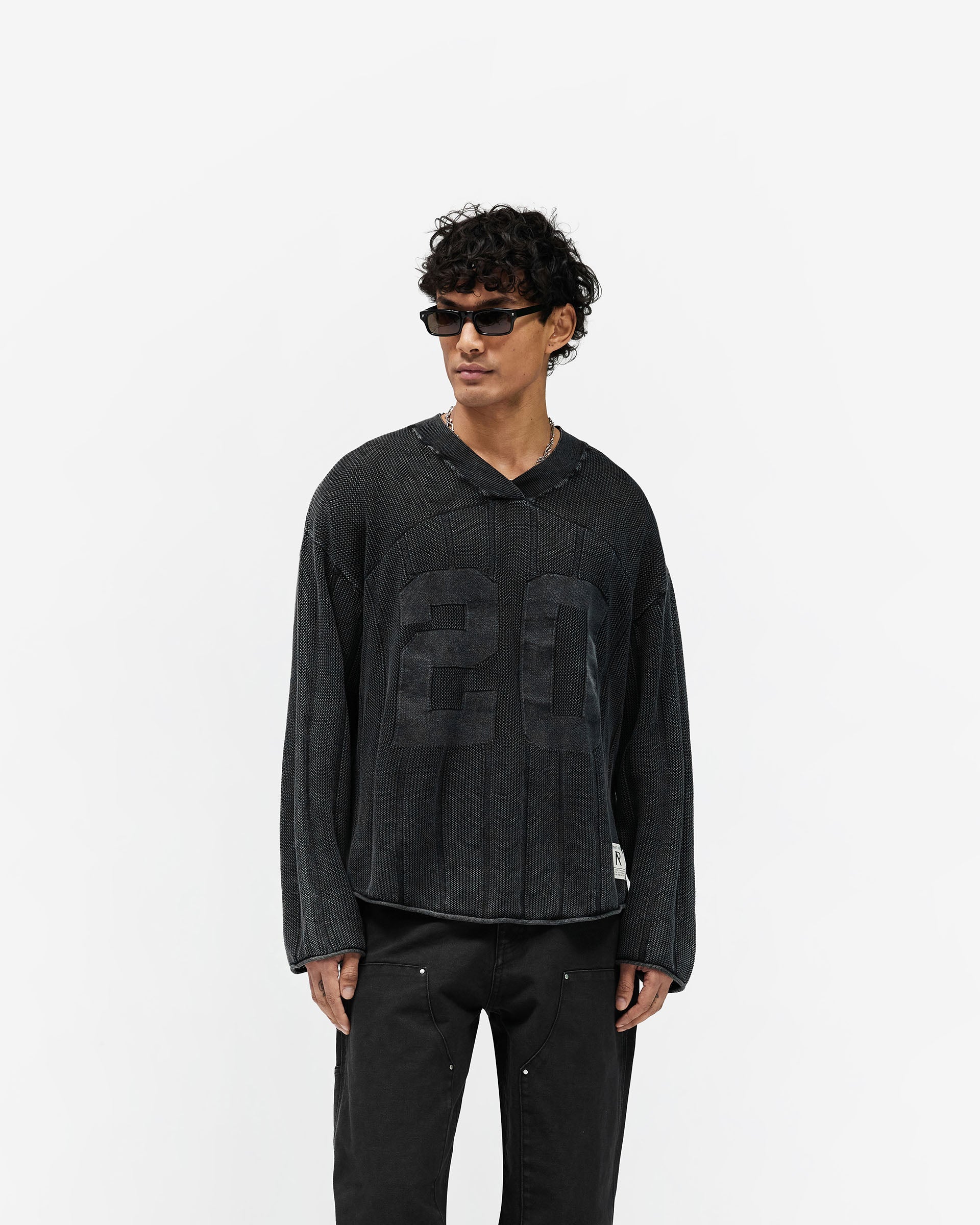 Knitted Varsity Long Sleeve Jersey - Vintage Grey