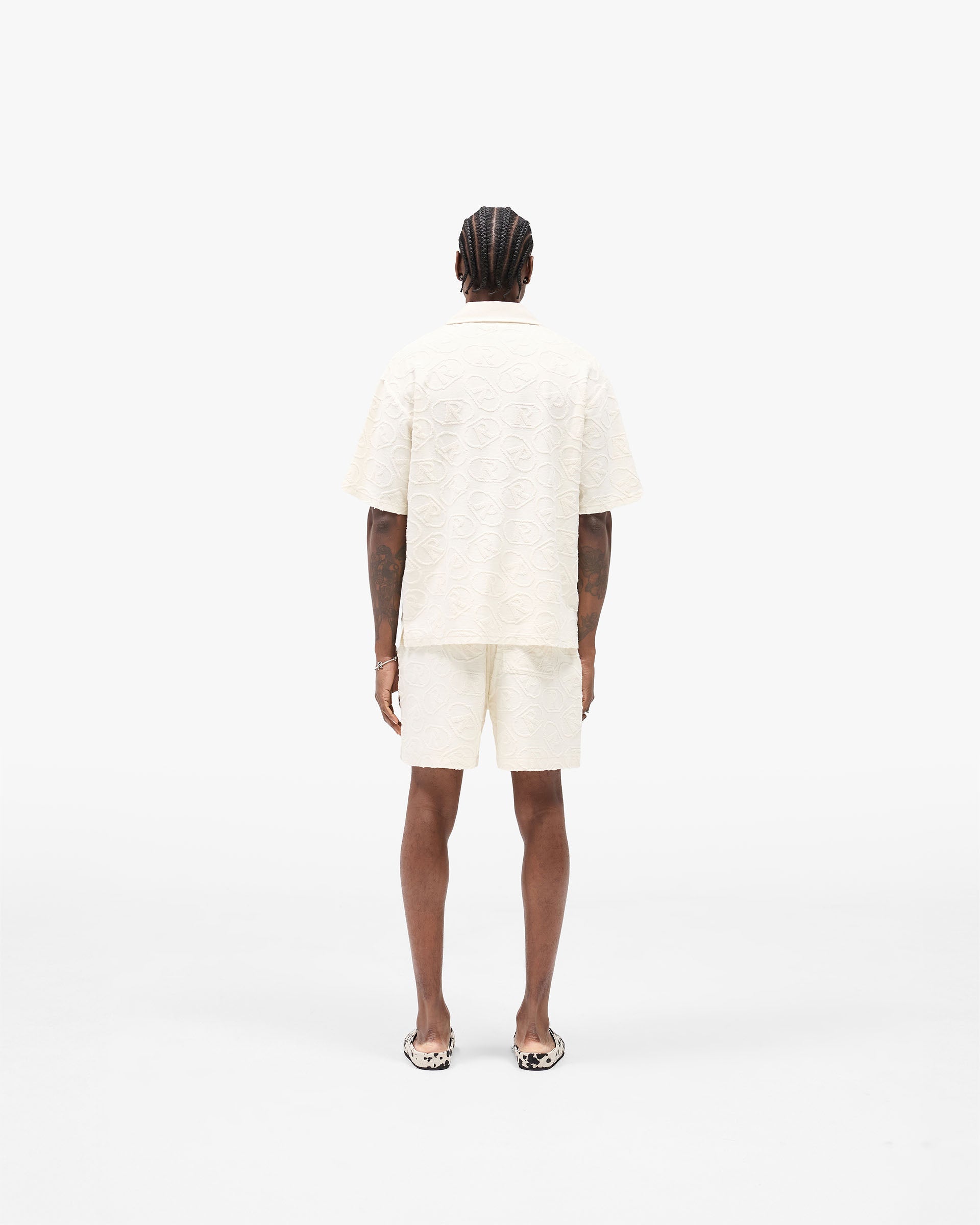 All Over Print Towel Short - Aged White