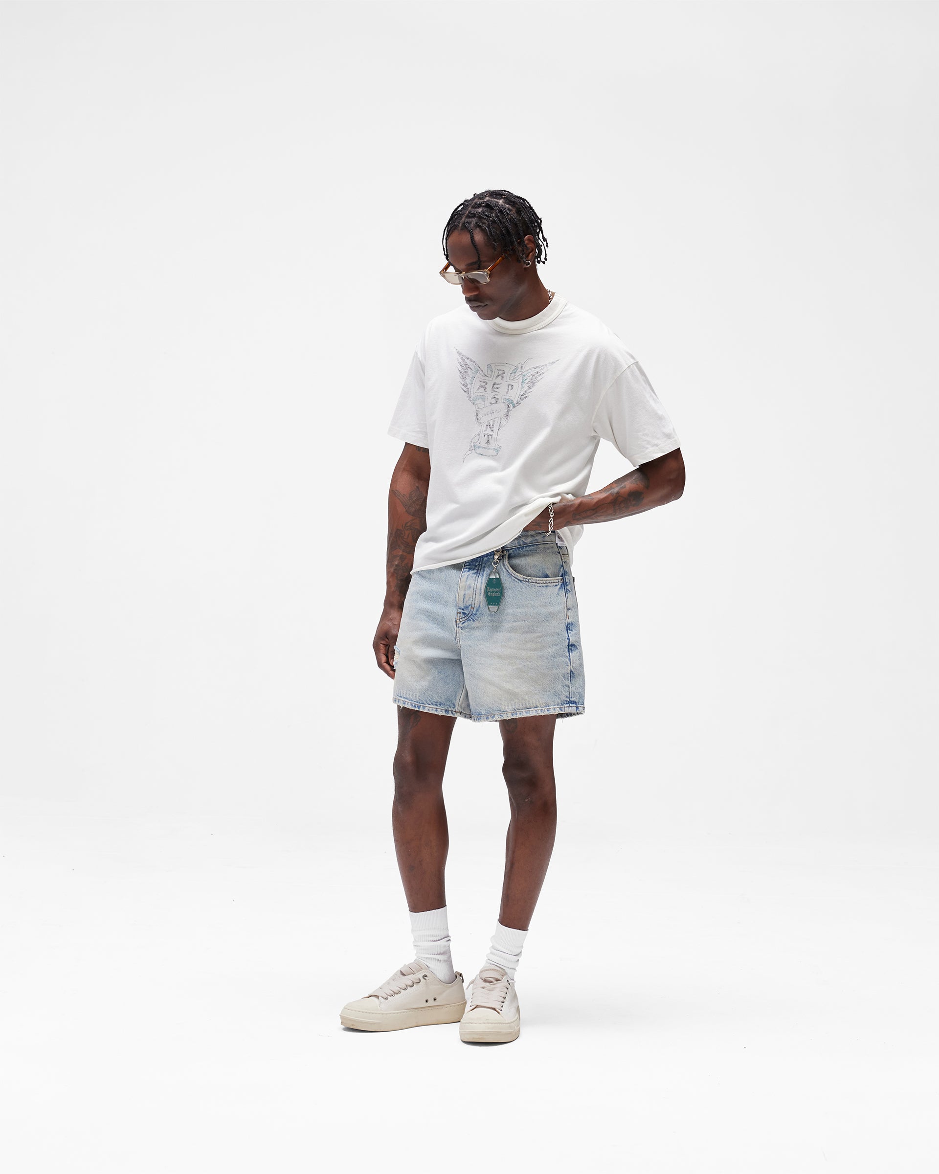 Busy Doing Nothing Denim Short - Dusty Blue