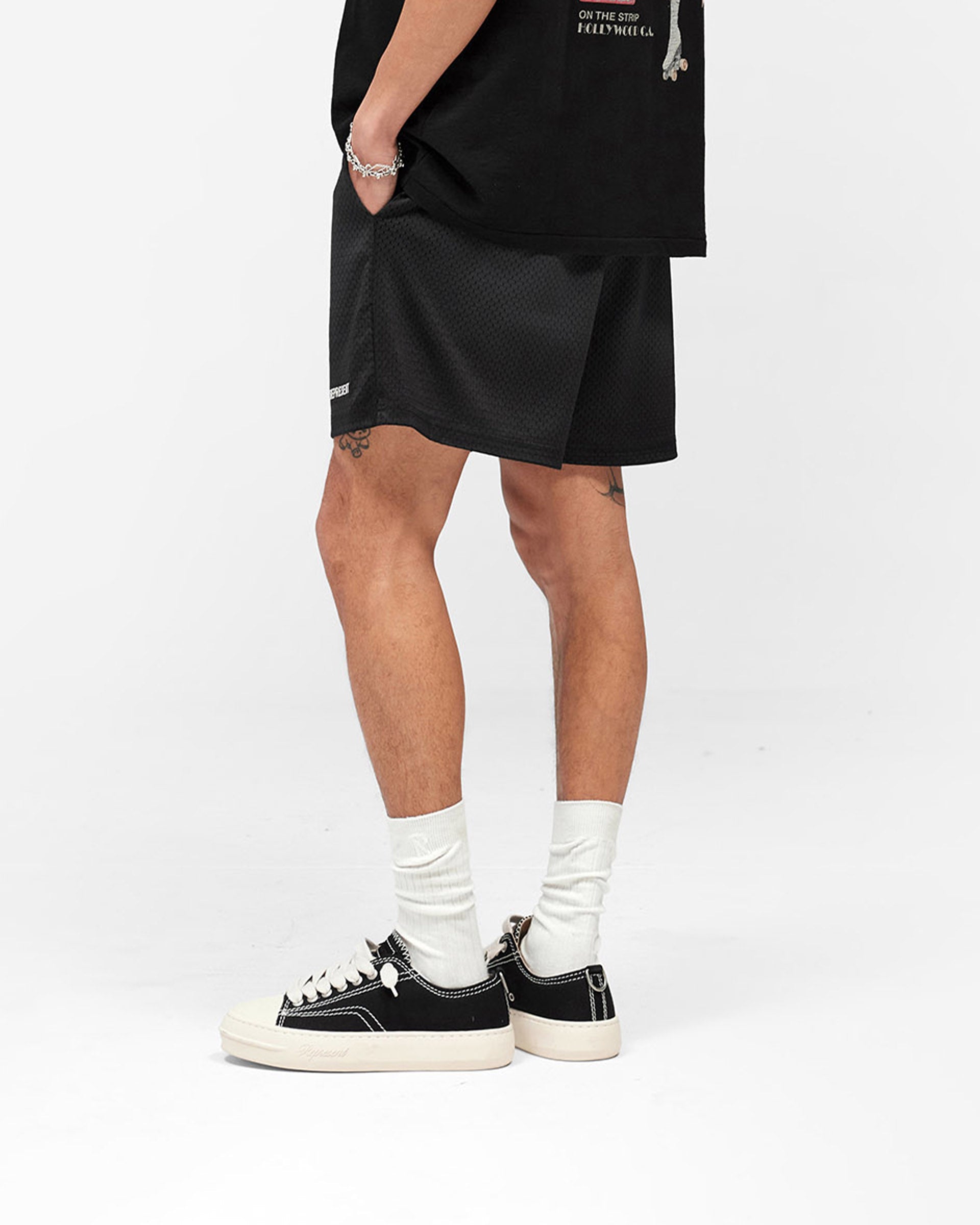 Washed Mesh Shorts - Black