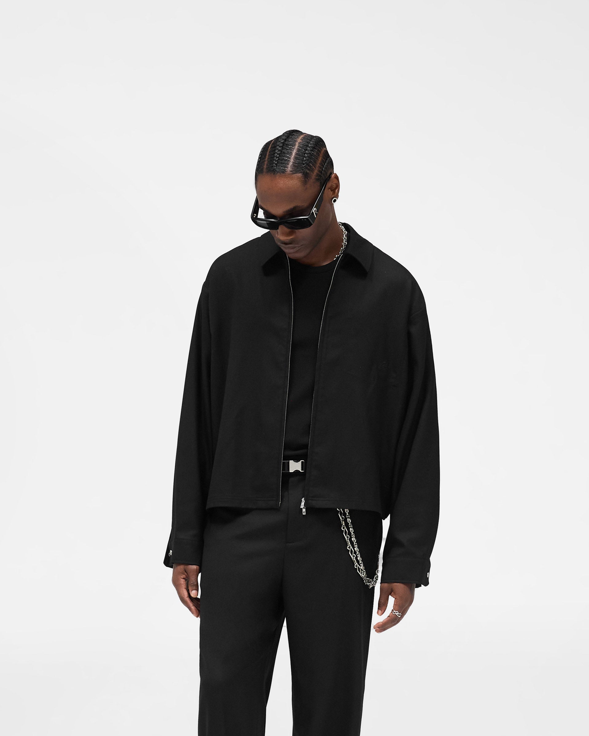 Zip Up Wool Overshirt - Jet Black