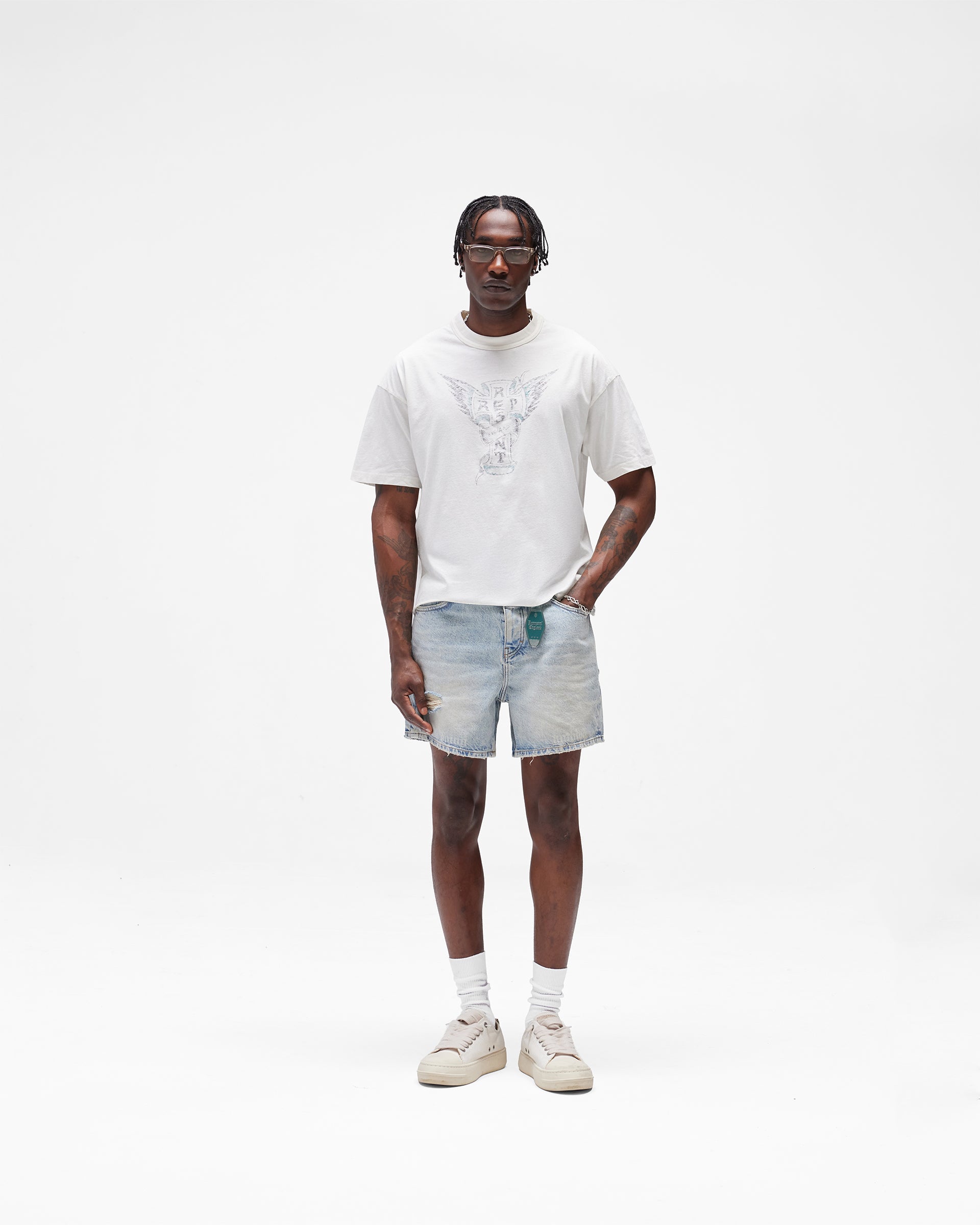 Busy Doing Nothing Denim Short - Dusty Blue