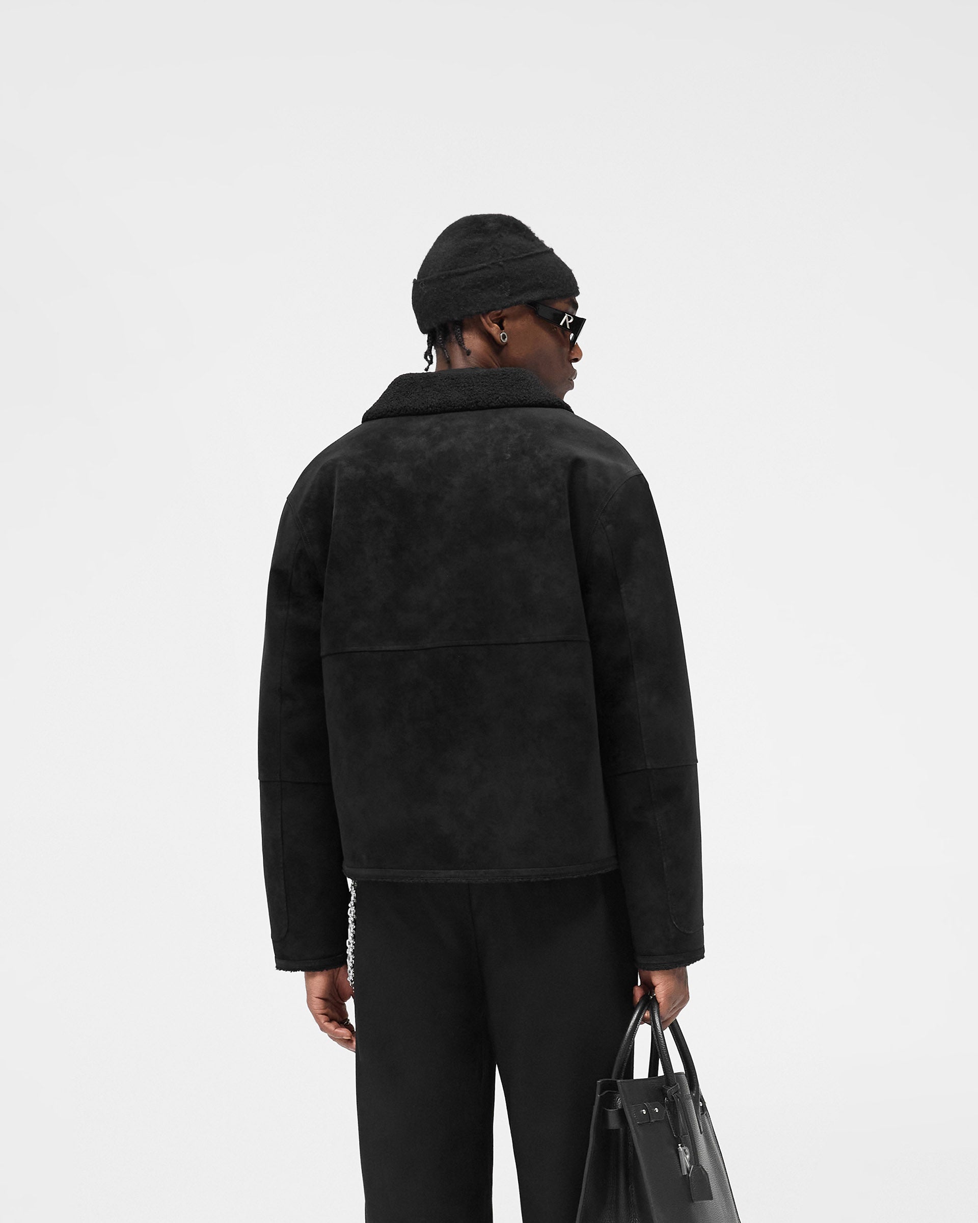 Faux Shearling Jacket - Jet Black