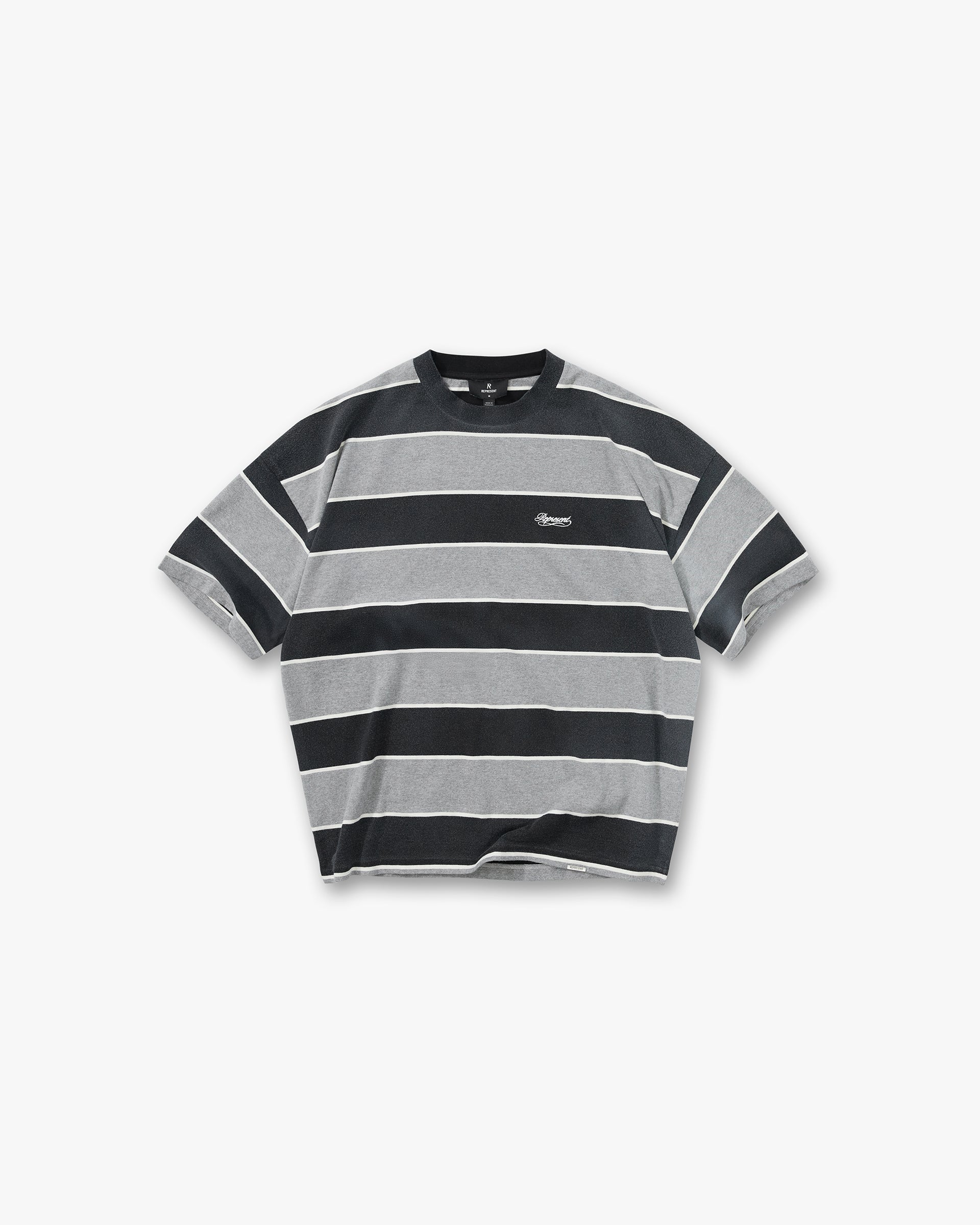 Calfornia Striped T-Shirt - Jet Black Grey Marl